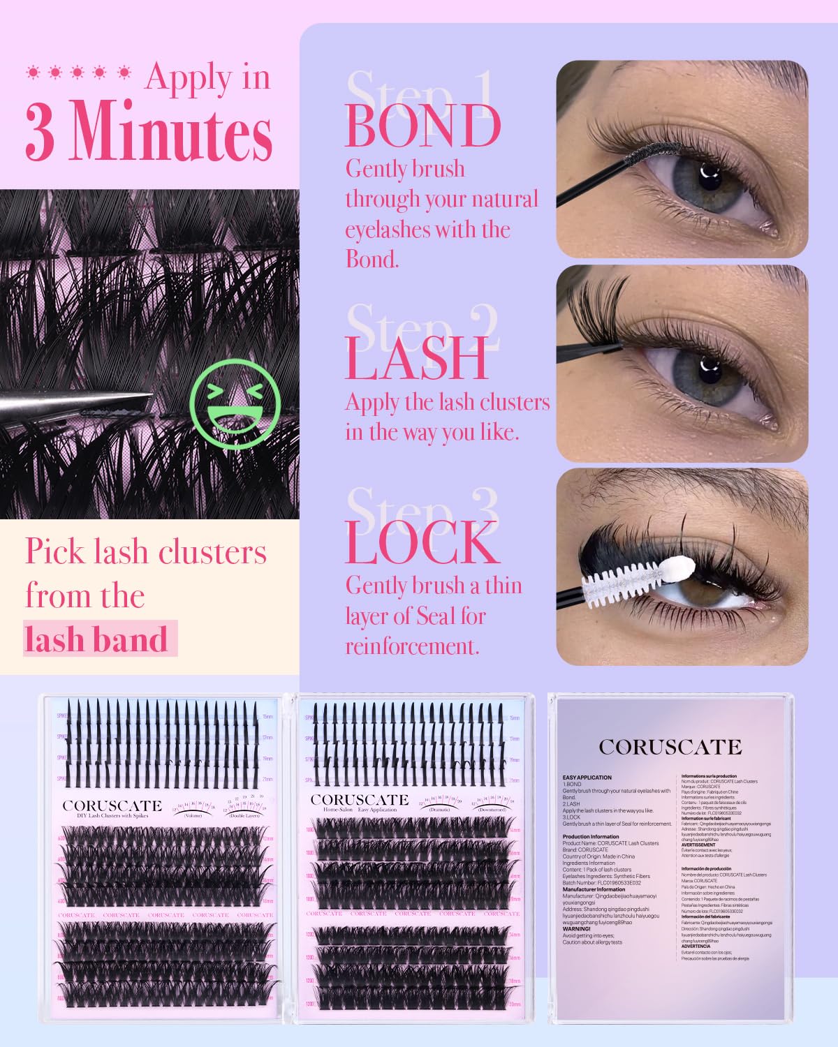 Thumbnail 6 de CORUSCATE Lash Clusters Kit 464pcs: Mega Spike and Wispy Lashes for at-Home Lash Extensions