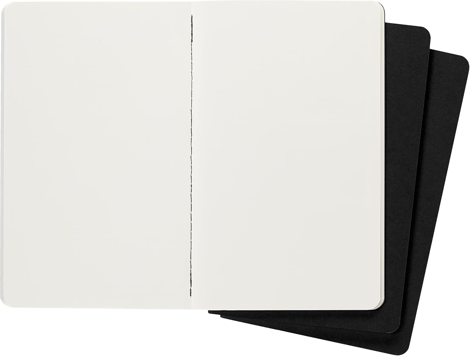 Thumbnail 2 de Cahier Moleskine Journal – Lot de 3 carnets à pages blanches 13 x 21 cm, couverture carton et couture visible, noir