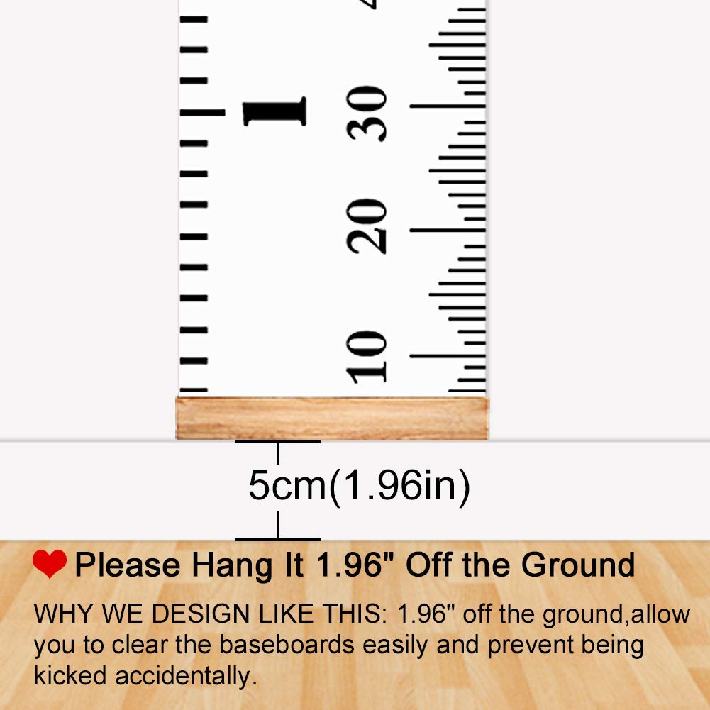 Detalle de MIBOTE Growth Height Chart for Kids, 79" x 7.9" Canvas, Black & White