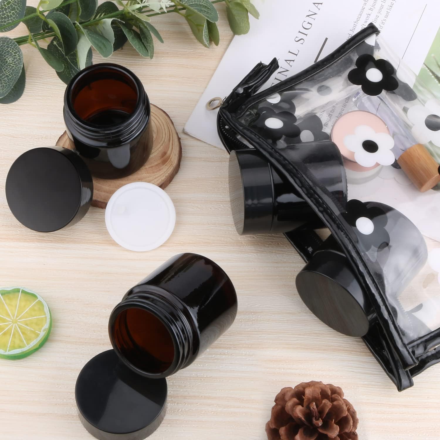 Thumbnail 3 de Amber Glass Jars 100ml Pack 10