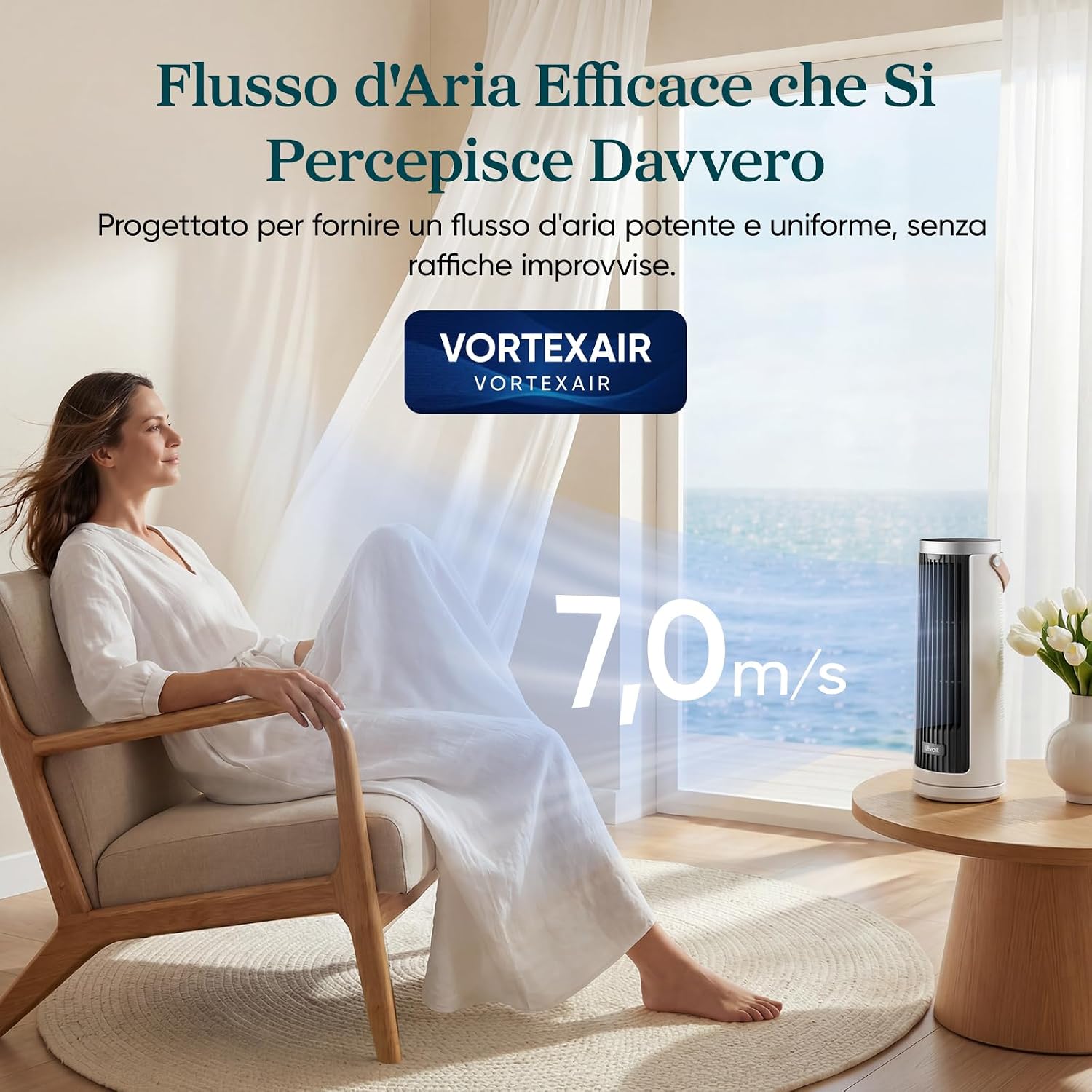Detalle de Levoit Windi Mini: Ventilatore a Torre Compatto con Telecomando e Oscillazione 90°