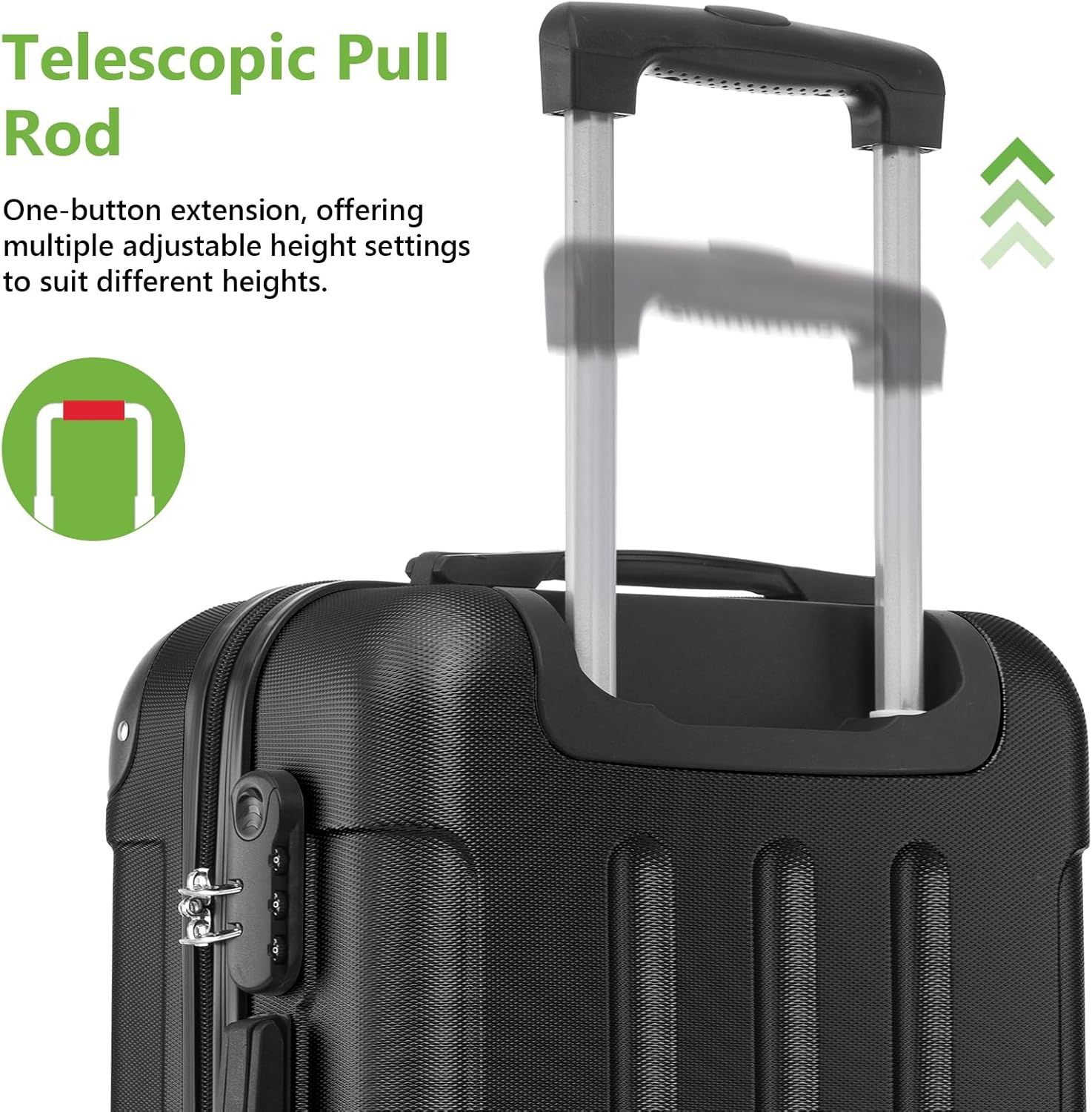 Detalle 2 de YONSLY Trolley Koffer XL – Hartschalenreisekoffer mit 360° Rollen, Zahlenschloss und Gummigriff