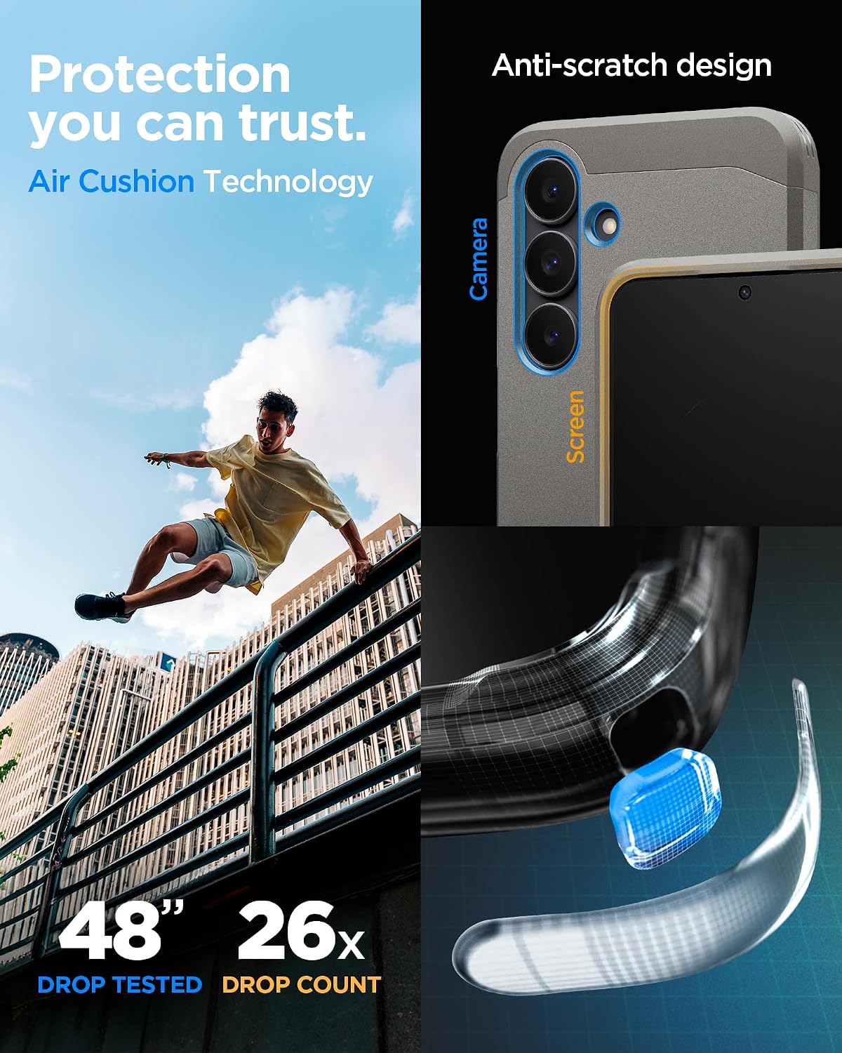 Detalle 2 de Spigen Tough Armor MagFit pour Samsung Galaxy S25 FE (Gunmetal) : coque antichoc à maintien MagFit