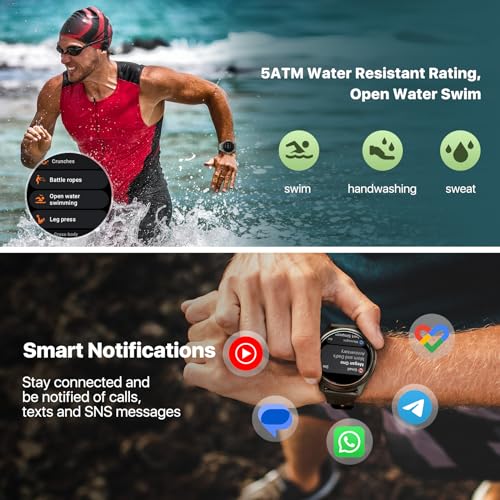 Thumbnail 7 de TicWatch Pro 5 Enduro Smartwatch for Men – 1.43" Android Wear OS with 90 Hrs Battery and 110+ Workout Modes