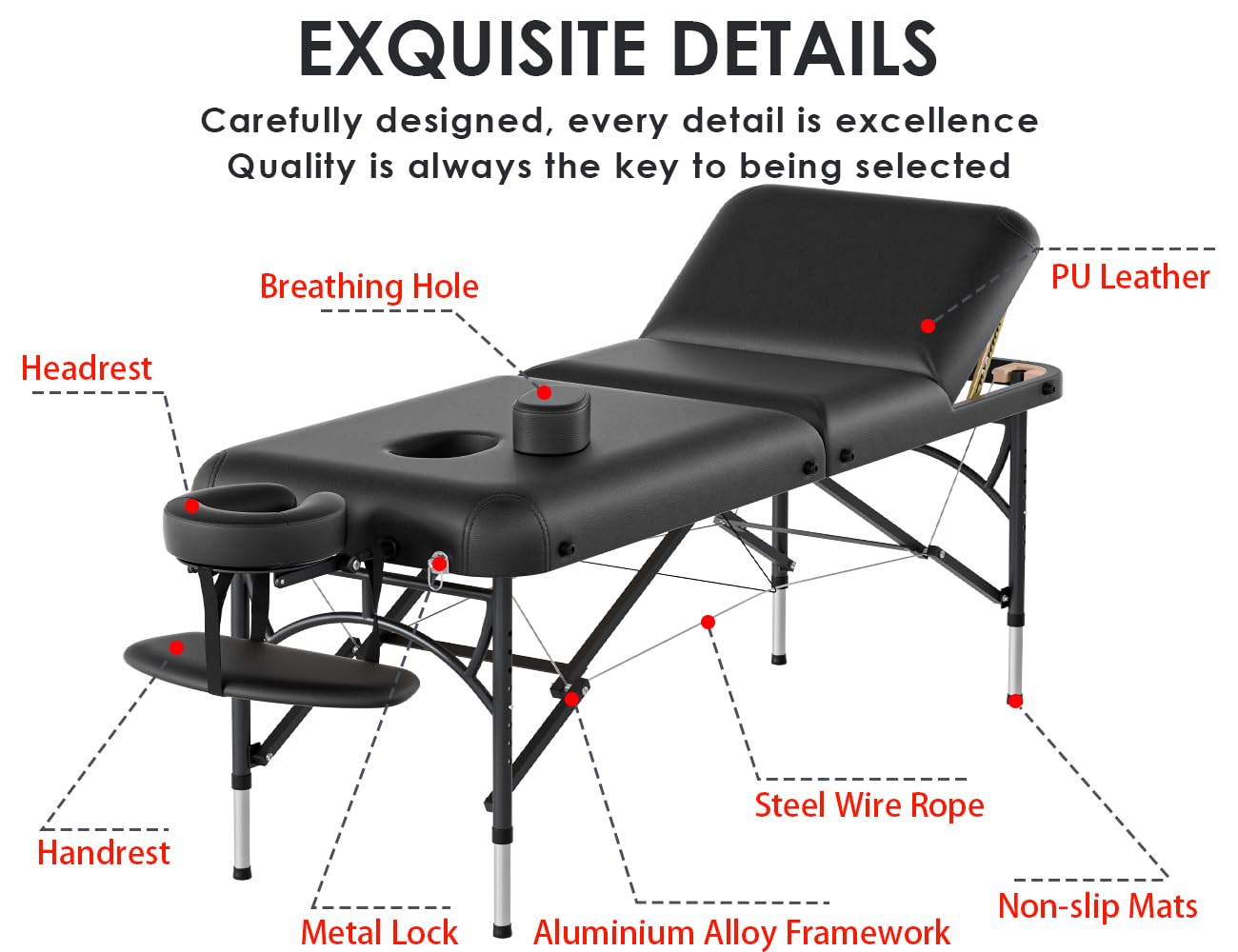 Thumbnail 5 de CLORIS 84" Professional Massage Table (Portable, 3-Section) — Height Adjustable with Carrying Bag