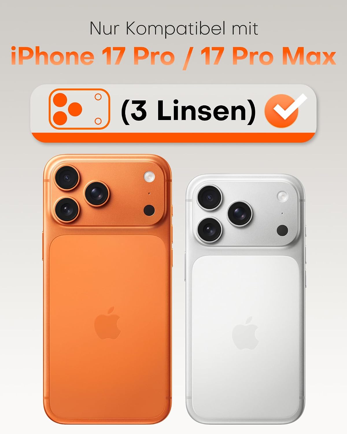 Detalle 2 de TOCOL Kameraschutz 2 Sets für iPhone 17 Pro/Pro Max