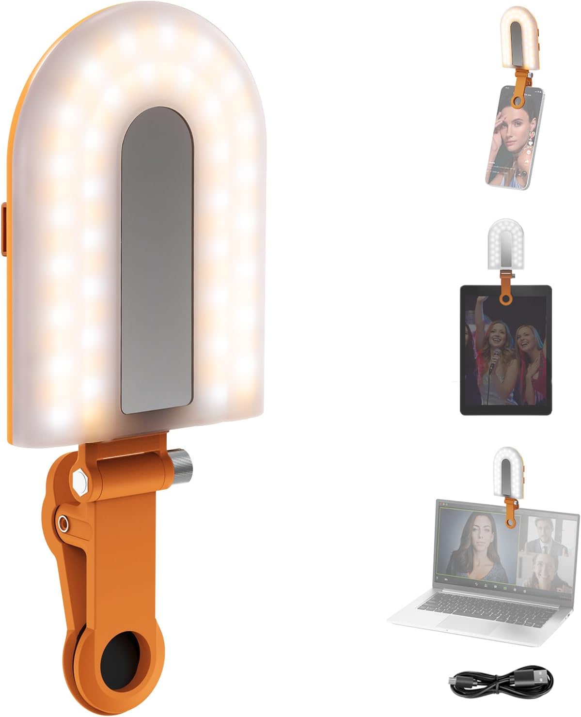 Detalle de NEEWER GM66 : lampe selfie à pince 68 LED bicolore (2900–7000K) pour iPhone et vlogs