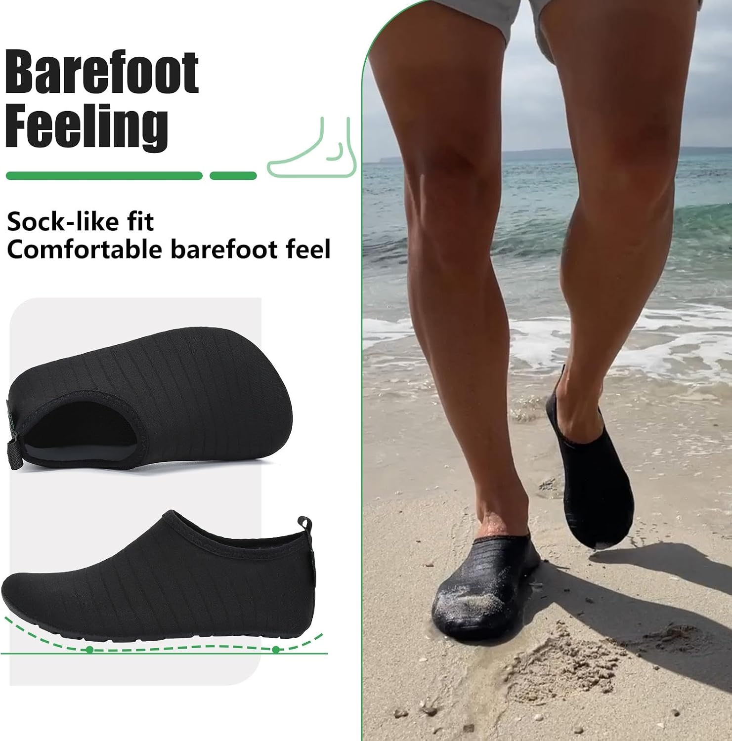 Detalle de SAGUARO Badeschuhe Unisex – Wassersport Schwimmschuhe, schnell trocknend, rutschfest, leicht, Größe 36–47
