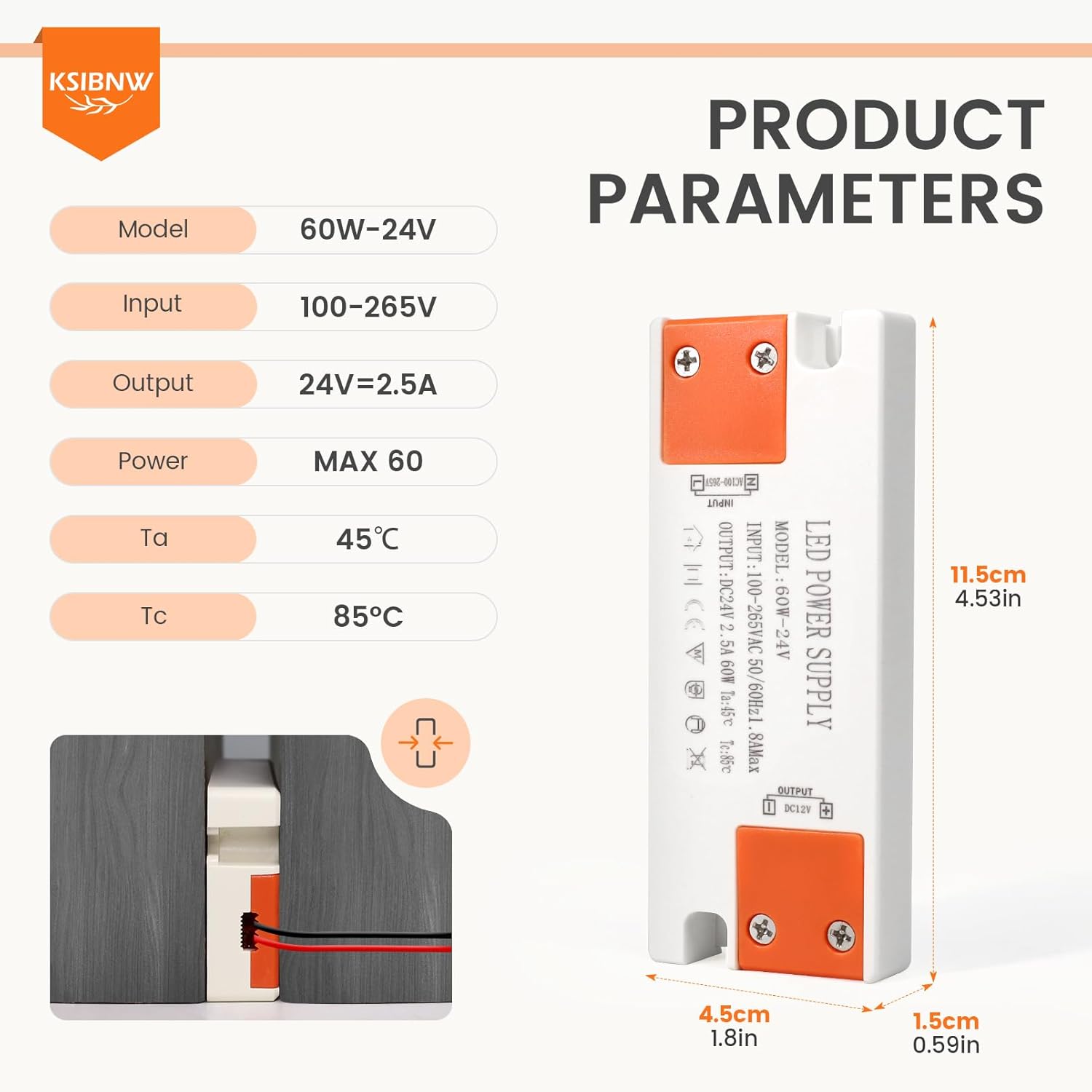 Thumbnail 1 de KSIBNW Trasformatore 220V 24V LED Driver 60W – Slim e Sicuro per Strip e Luci LED