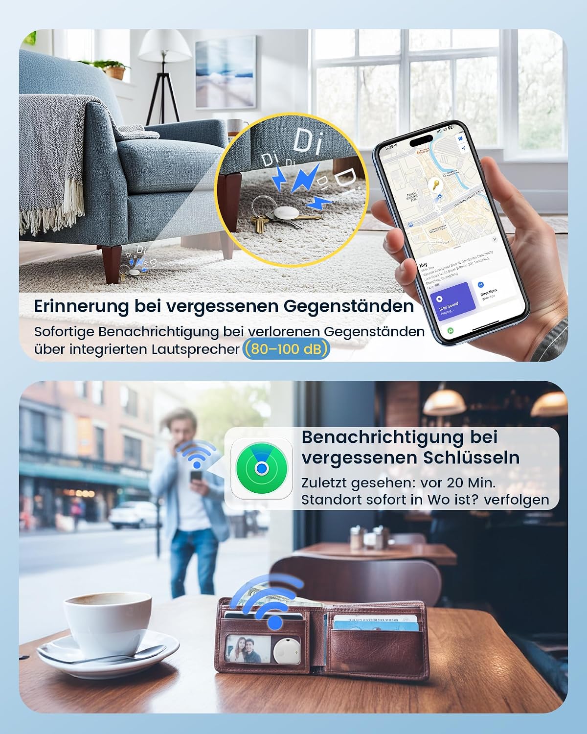 Detalle de KUKIHO Tracker Tag 1er-Pack – IP67, 100 dB, 12 Monate austauschbare Batterie – Kompatibel mit Apple Wo ist? (nur iOS) – Weiß