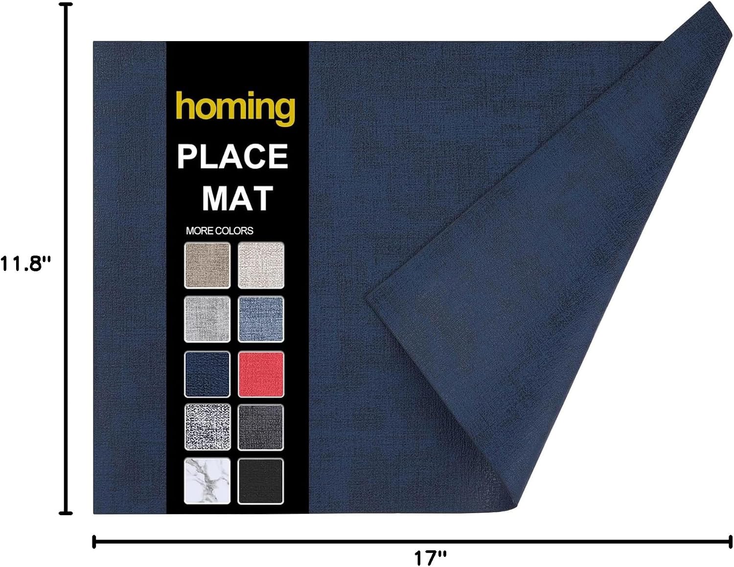 Thumbnail 6 de homing Faux Leather Heat Resistant Placemats (6-Pack) – Waterproof, Wipeable Dining Mats in Dark Navy Blue