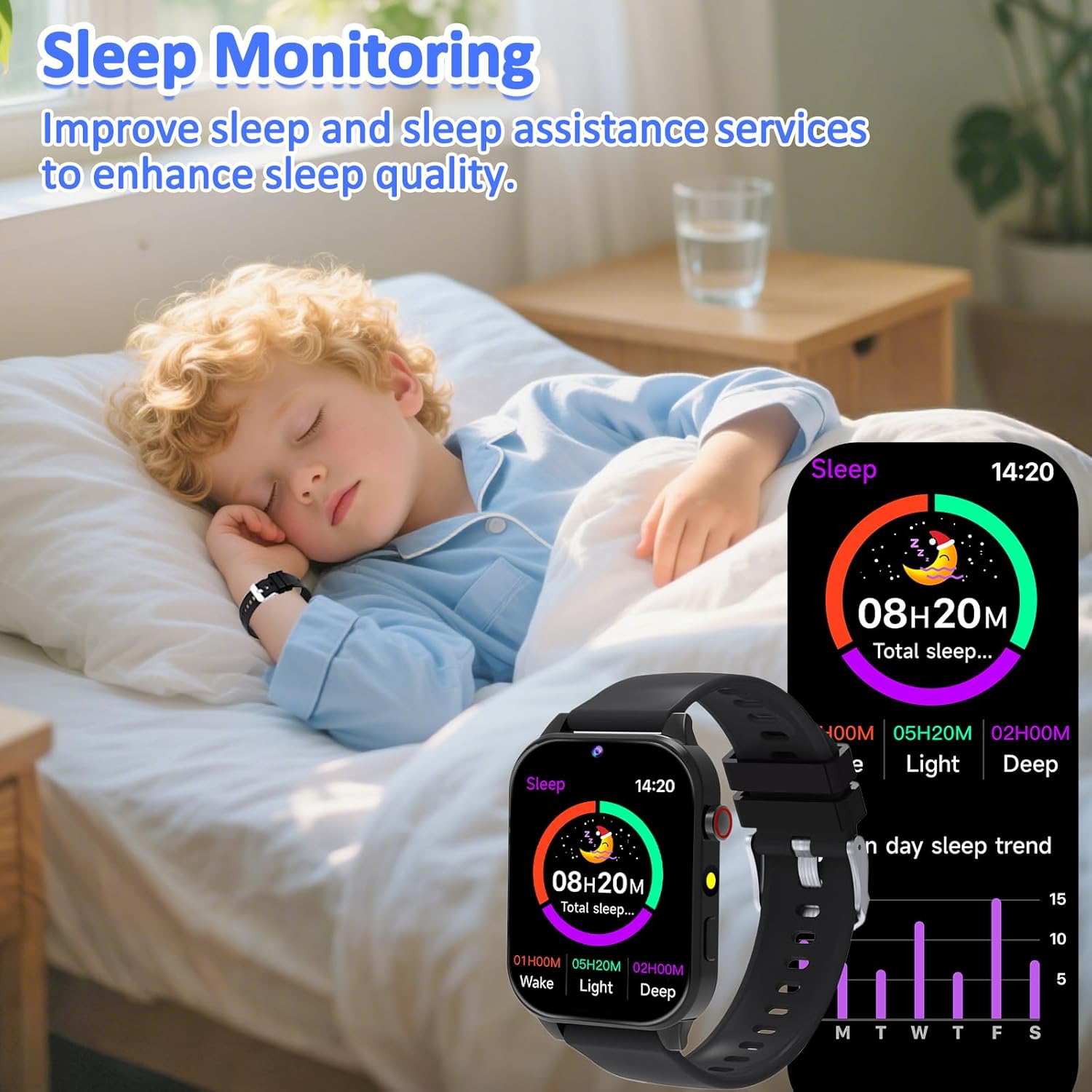 Thumbnail 3 de Kaacly Kids Smart Watch for Girls & Boys (Black) with 1.83-inch DIY Face, Steps Counter & Sleep Monitoring