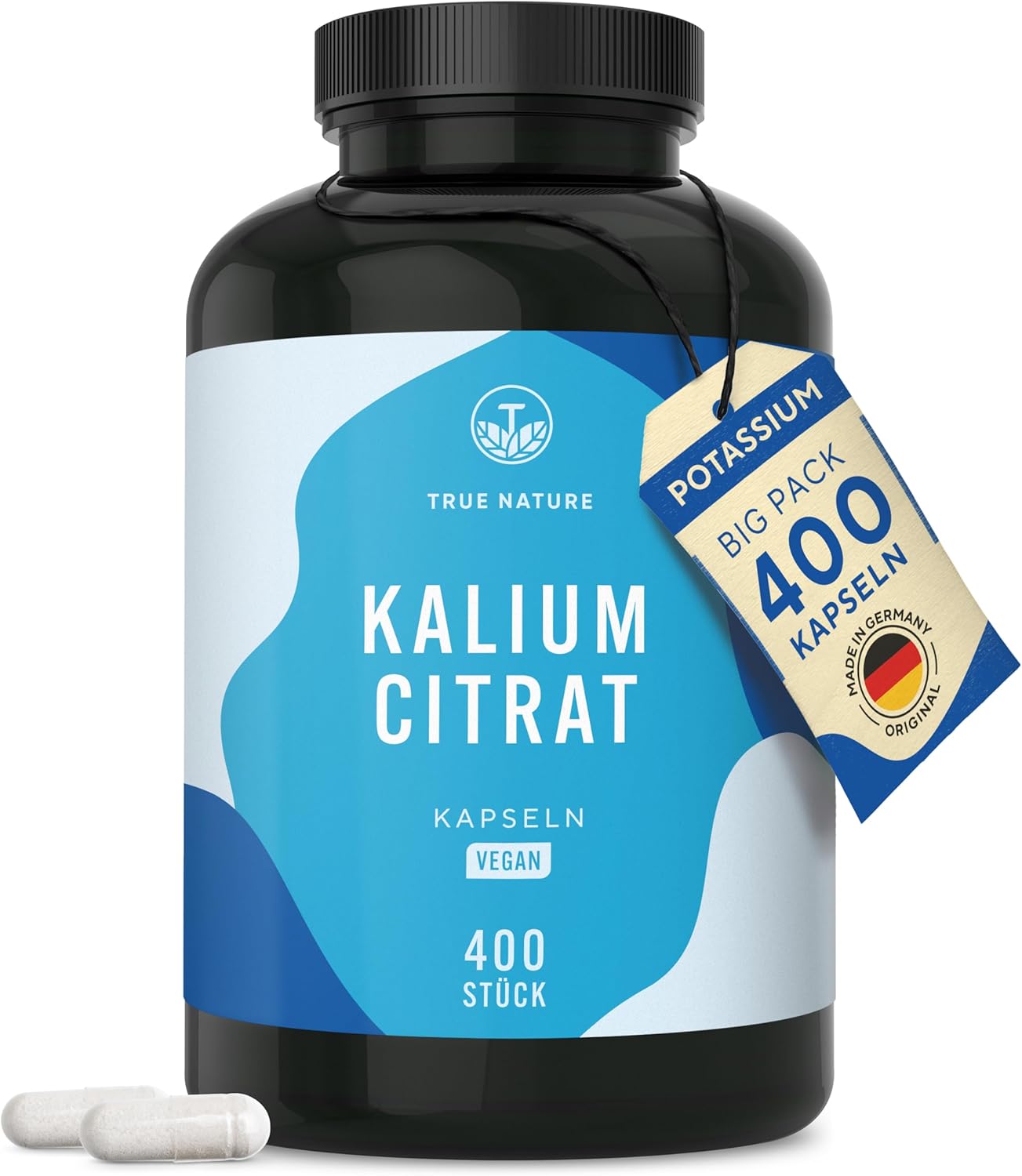 Detalle de Kalium Potassium – 400 Kapseln, Kaliumcitrat mit 800 mg elementarem Kalium – vegan, ohne Zusätze