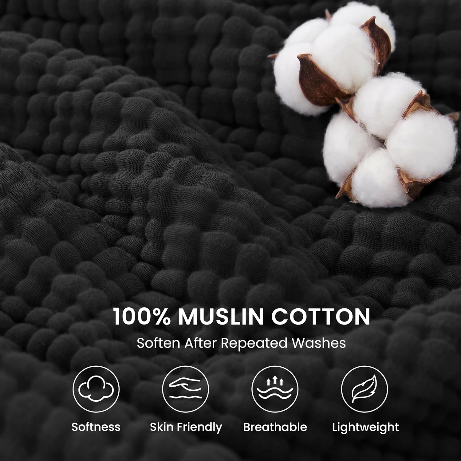 Detalle 2 de Love's Cabin Cotton Muslin Throw Blanket, 100% Cotton