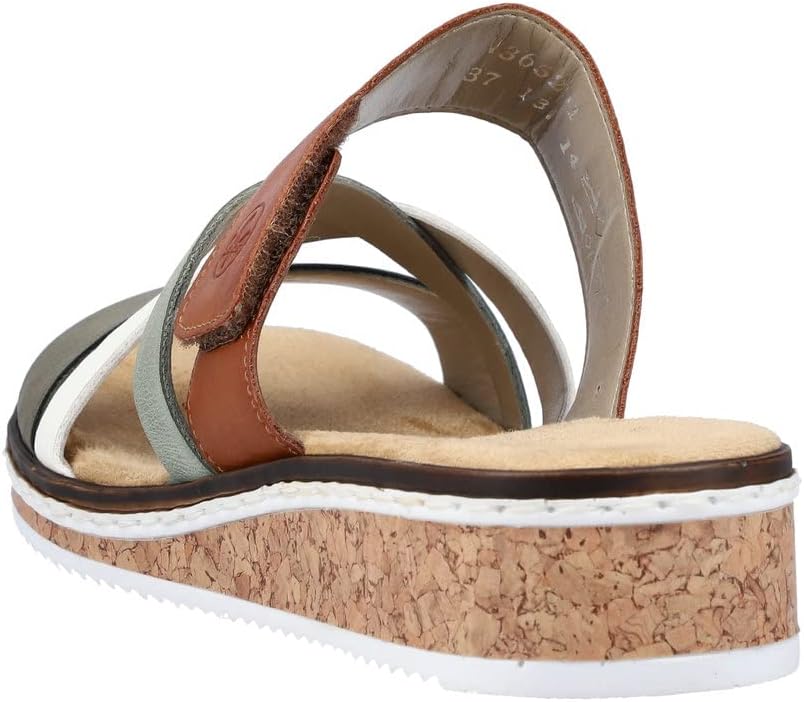 Detalle de Rieker Damen Pantoletten V3652 – Slipper mit weicher Decksohle und robuster, flexibler Passform