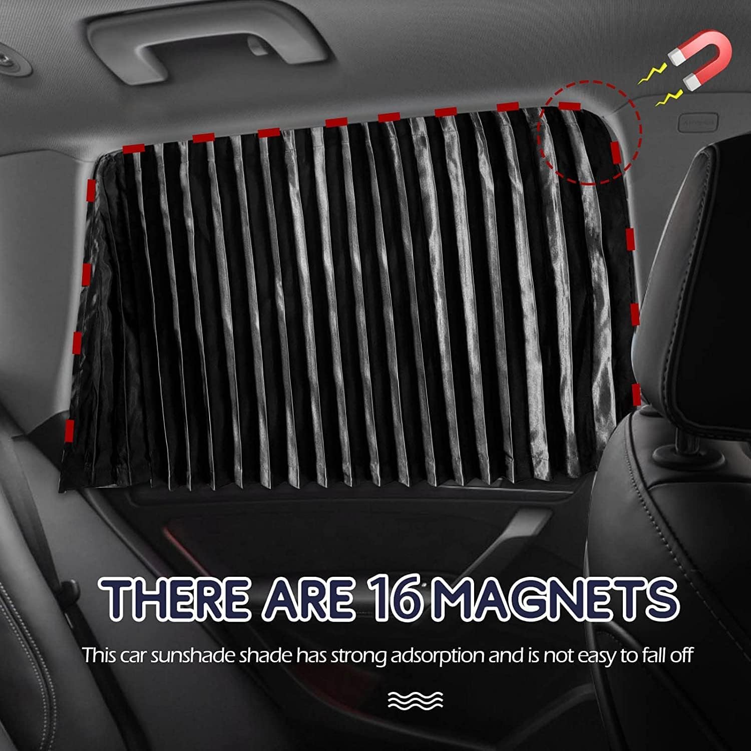 Detalle de ZATOOTO Magnetischer Sonnenschutz für Auto – 2er Set, Seitenscheiben Vorhang, UV- & Hitze-Schutz, Schwarz
