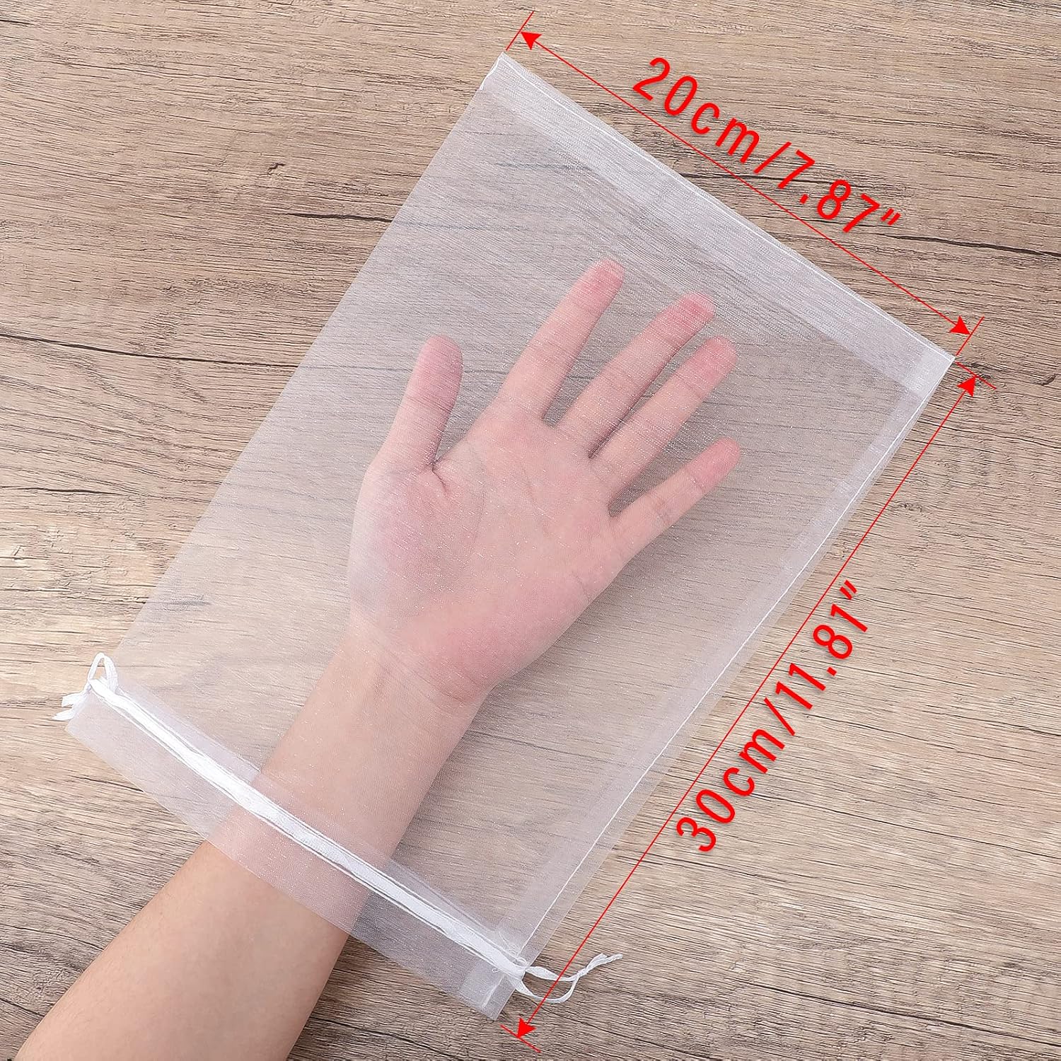 Thumbnail 1 de G2PLUS Weiß Organzasäckchen Groß 20x30 cm (50 Stück) mit Kordelzug – Geschenkbeutel für Hochzeit & Lavendel