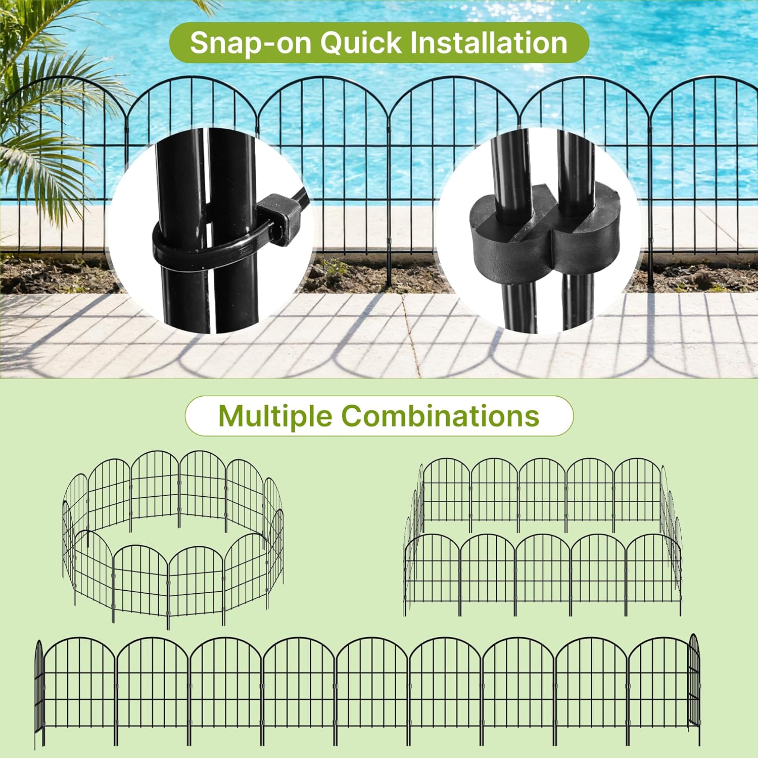 Detalle 2 de Thealyn Decorative Garden Fence 61cm H x 33cm W – 8.2m Total (25 Panels) No-Dig Metal Border