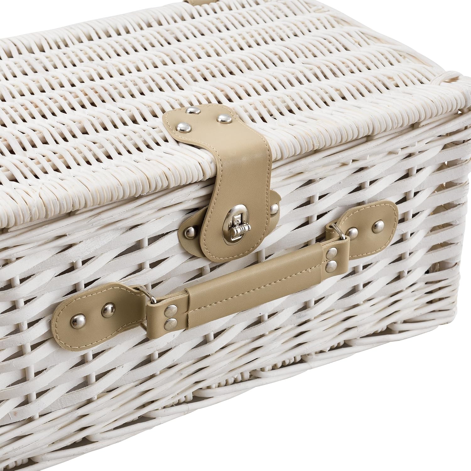 Thumbnail 2 de casa.pro Cestino da Picnic per 4 persone in stile valigia bianco con borsa termica