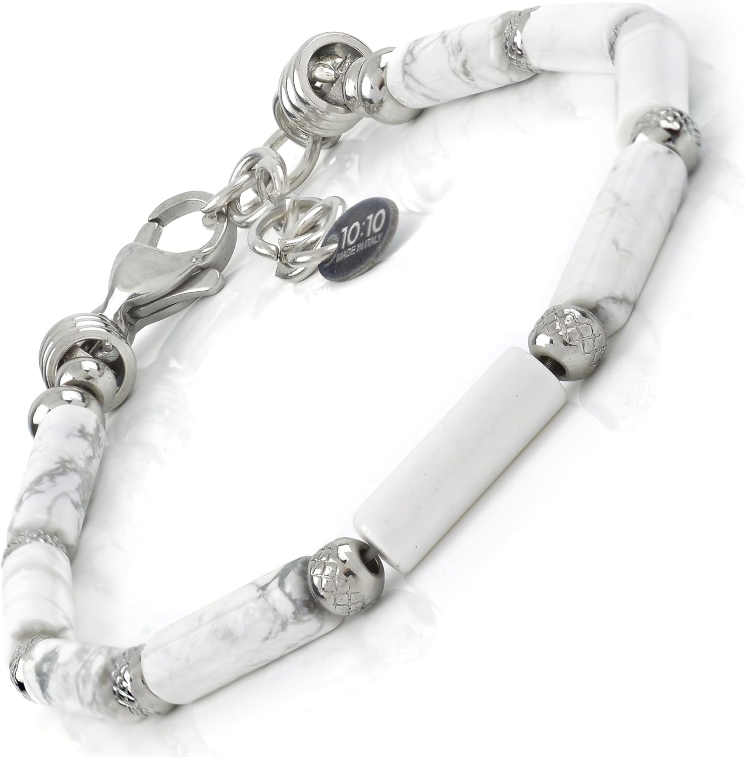 Thumbnail 6 de 10:10 Bracciale uomo-donna in acciaio inox e pietre naturali