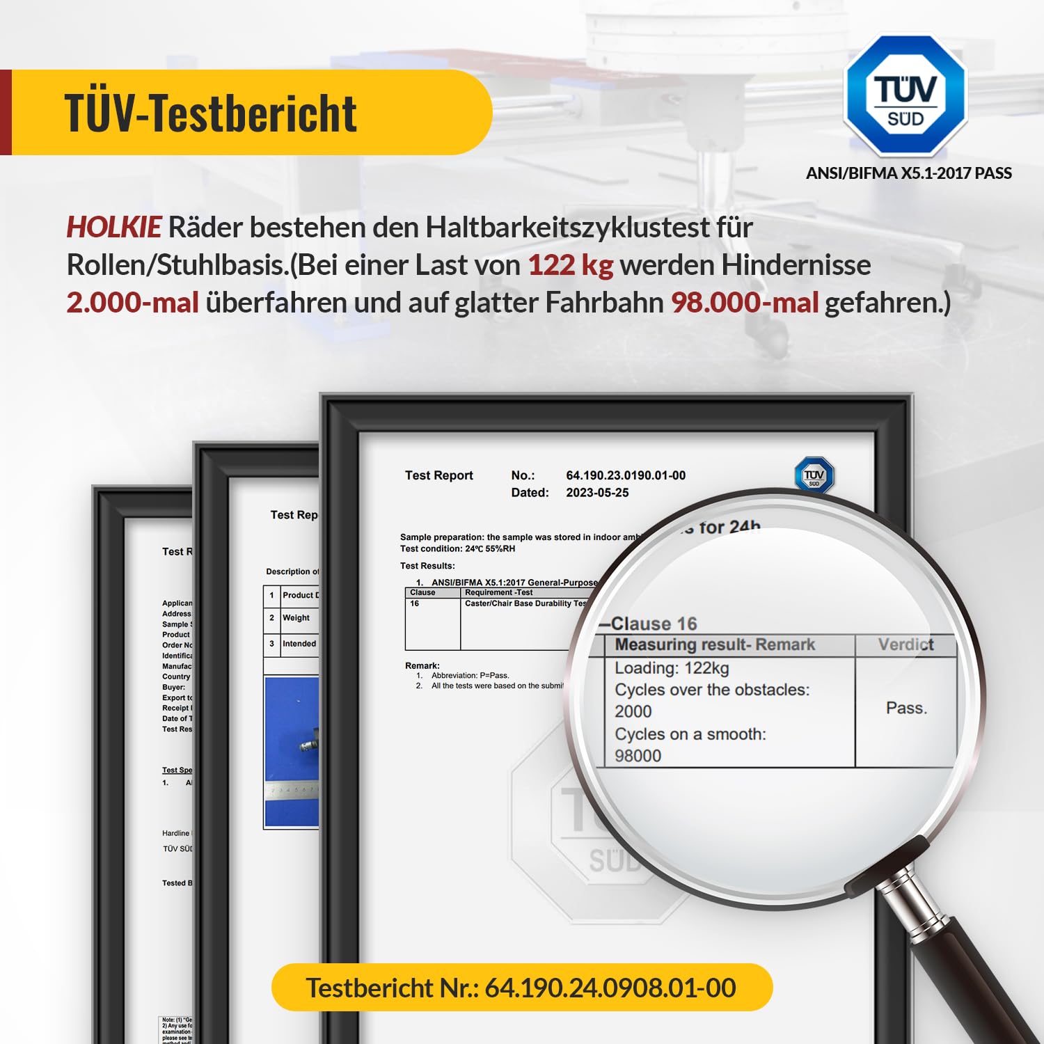Thumbnail 3 de HOLKIE Bürostuhl Rollen 5er-Set, 11x22 mm, 360° drehbar & leise (Grau, Polyurethan)