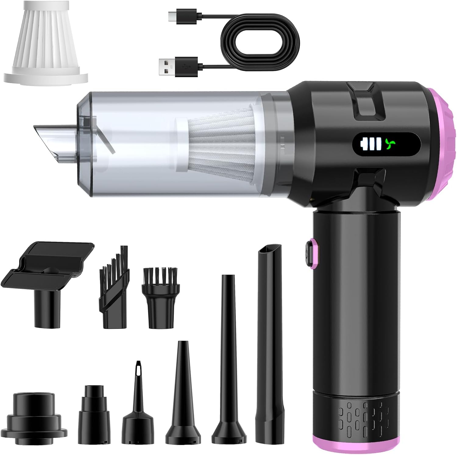Detalle de Wansimoo CLB-3530 Cordless Handheld Vacuum with 25,000 Pa Suction and Display
