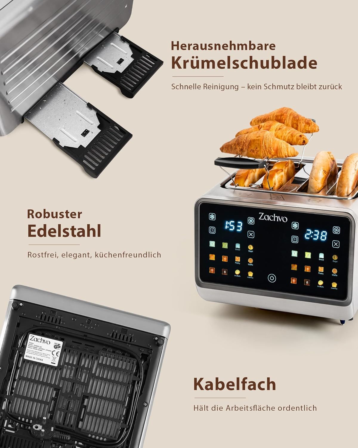 Thumbnail 6 de Toaster für 4 Scheiben Edelstahl mit Touch