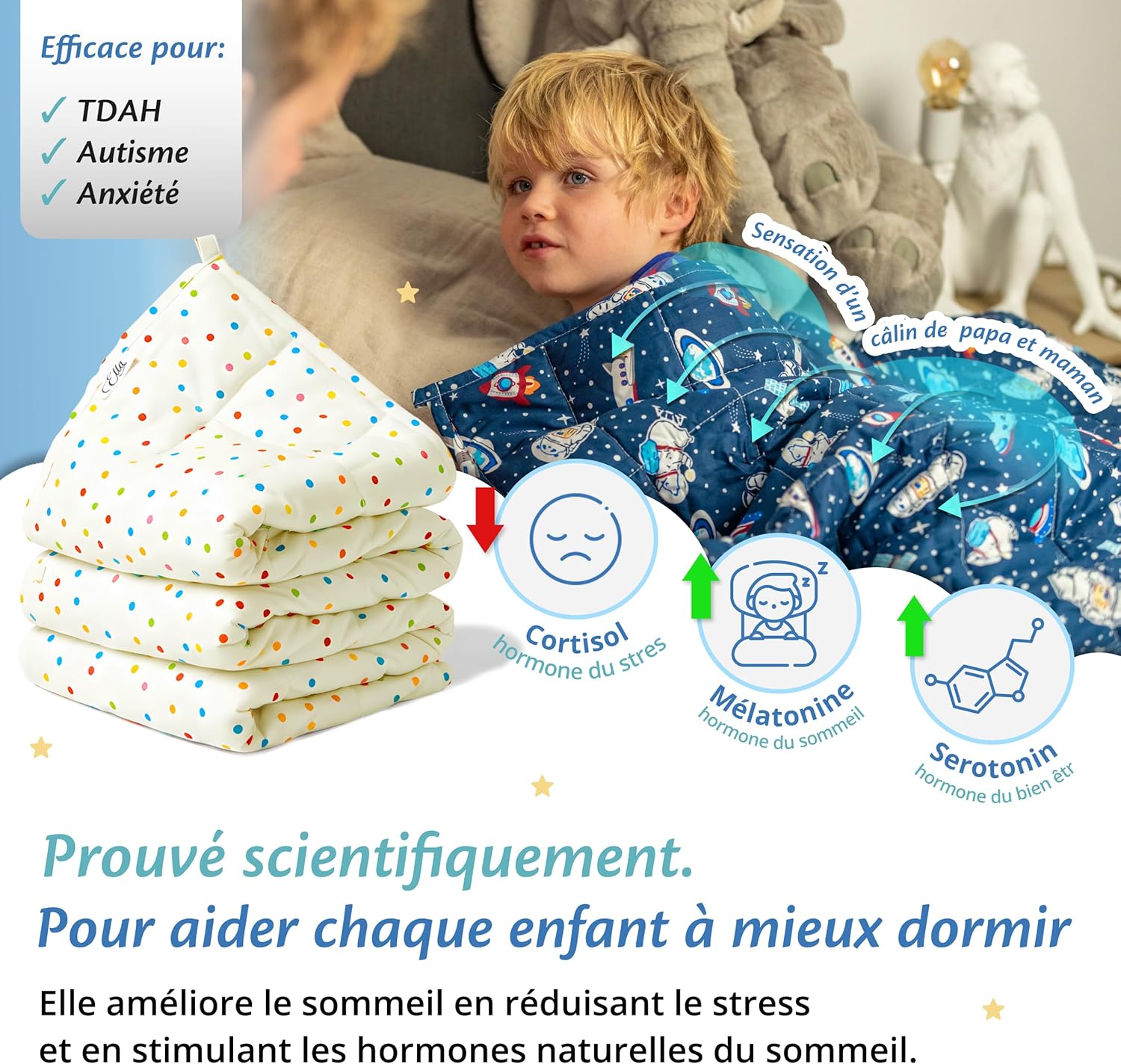 Thumbnail 4 de Ella Couverture Lestée Enfant 3,2 kg 100x150 cm – Relaxante et Calmante