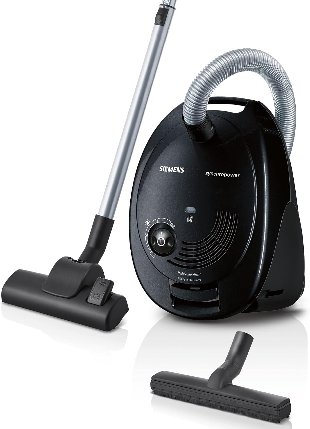 Detalle de Siemens Staubsauger mit Beutel synchropower VS06B112A – leistungsstarker Bodenstaubsauger mit Hygienefilter