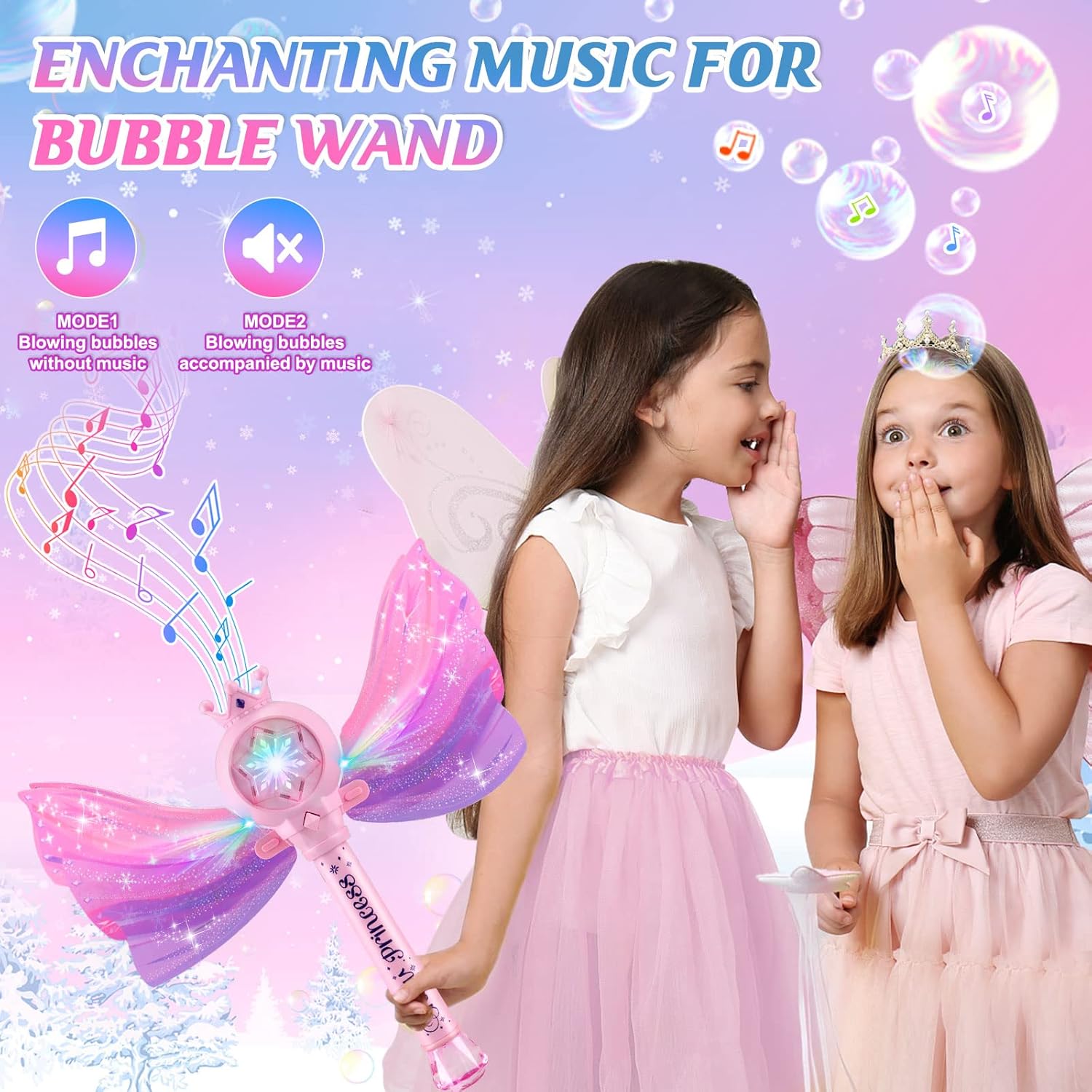 Detalle de Britik Bubble Wand for Kids (3-8 Years): Light, Music, and Fairy Tale Fun