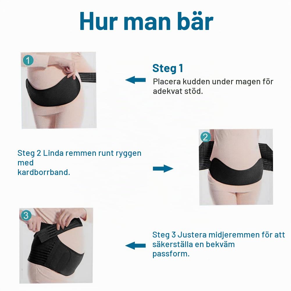 Detalle 2 de AUYAO 5276879 graviditetsbälte i svart, justerbart stöd i ventilerande mesh