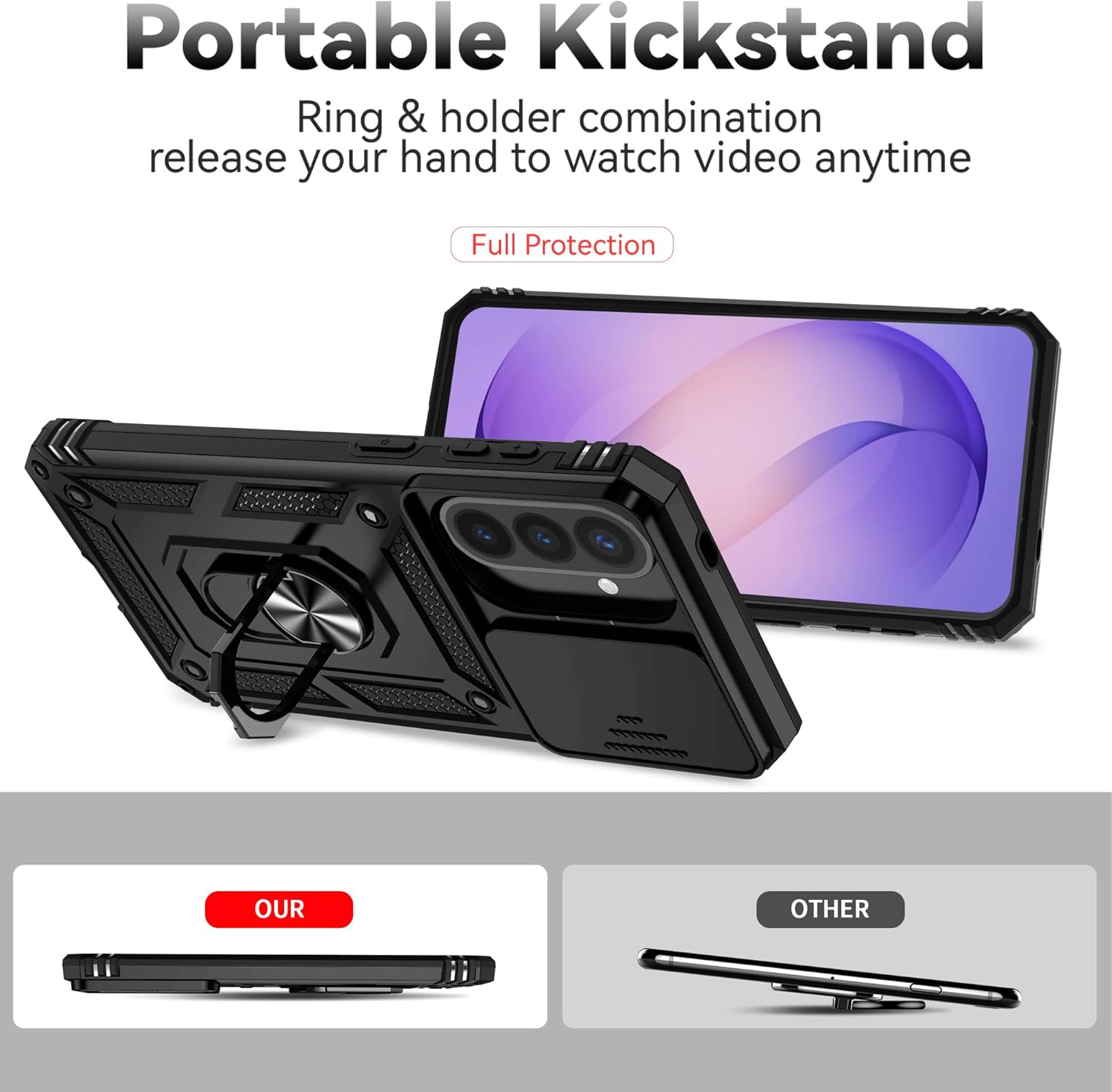 Thumbnail 1 de ANLYGOLD Coque Galaxy A57 5G avec 2 Verre Trempé et Couvercle Coulissant de Caméra – Protection renforcée et Support 360°