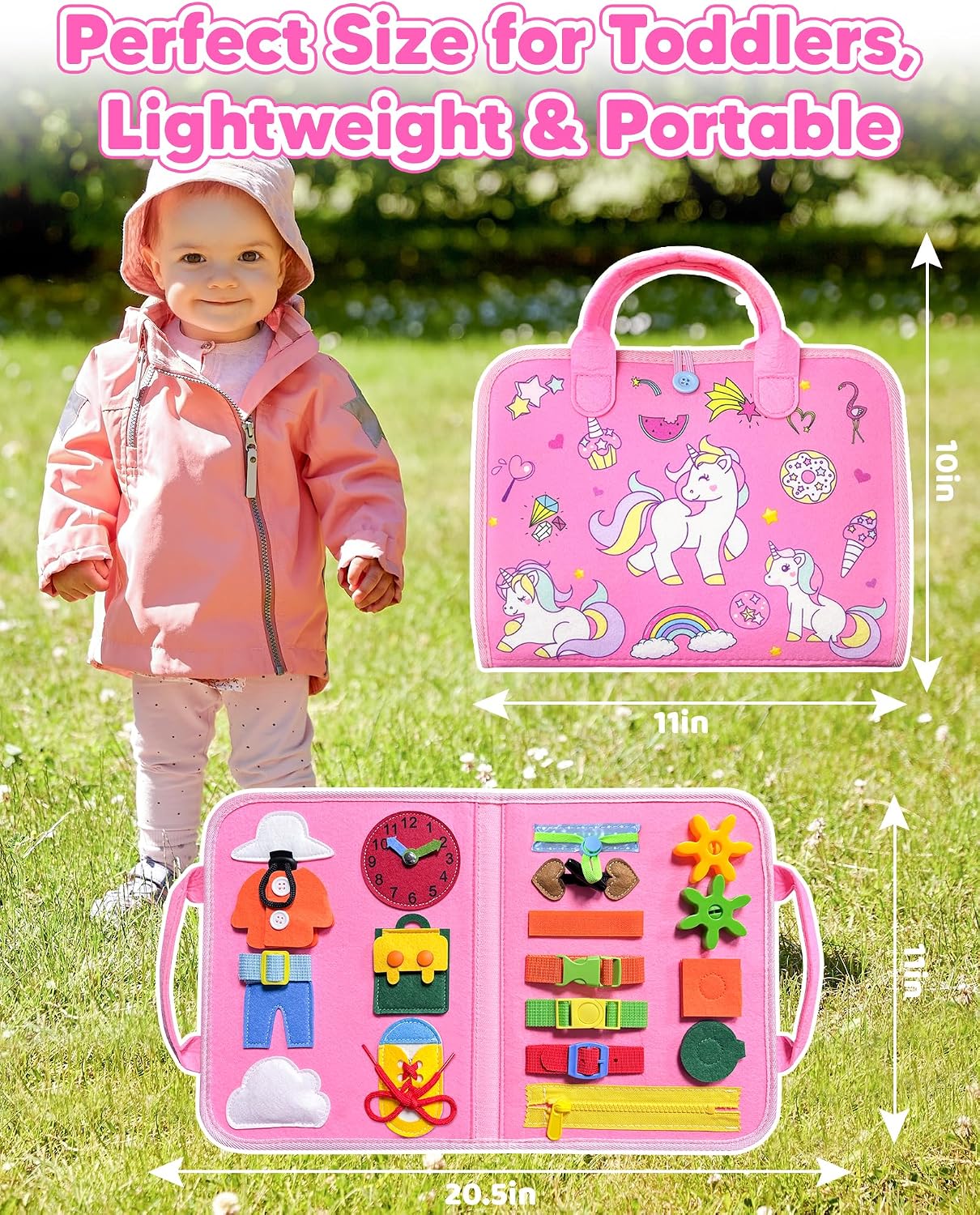 Thumbnail 5 de Walenty Busy Board Montessori Toys (Unicorn Travel Busy Book) for Toddler Girls