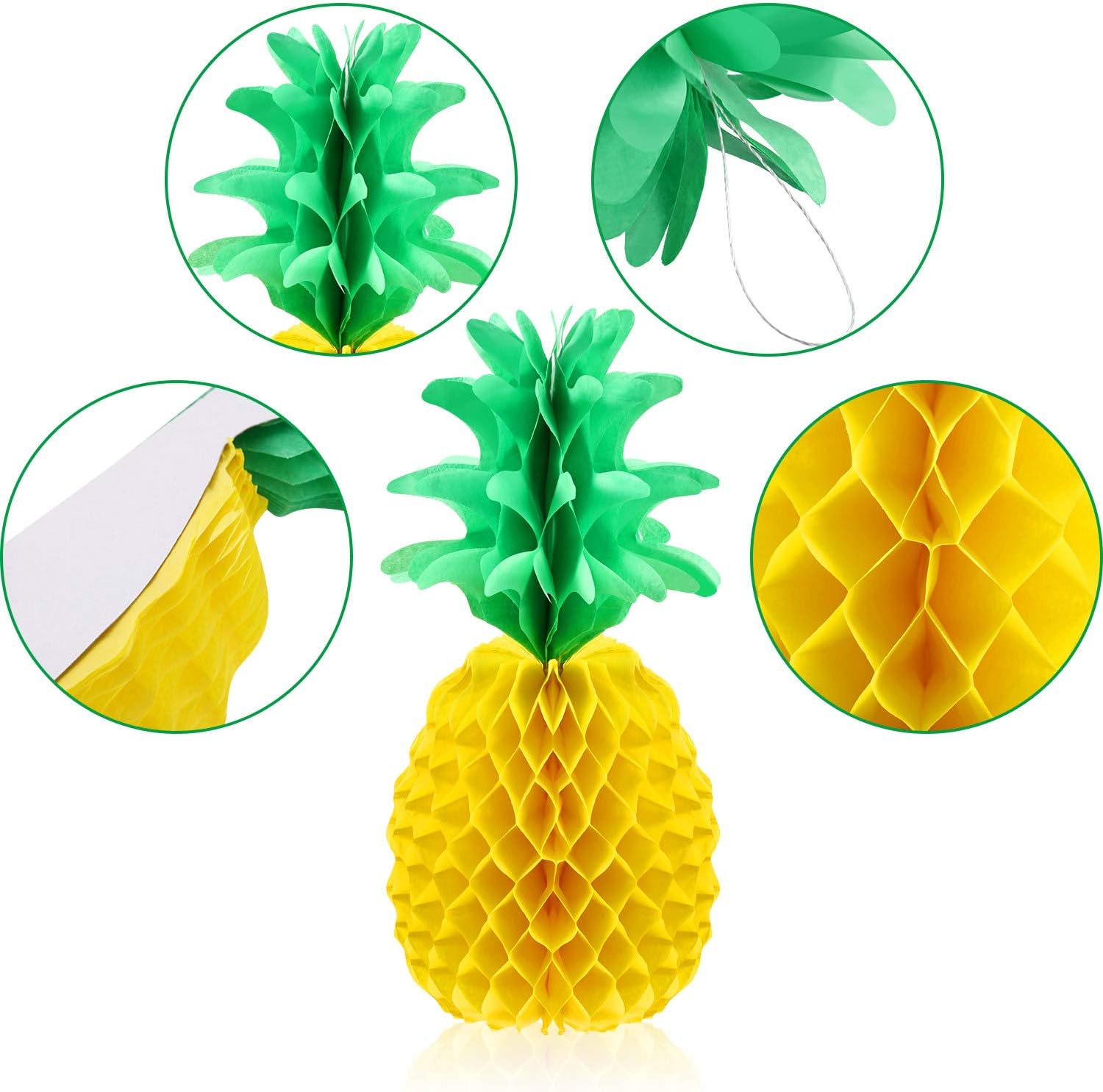 Detalle de Lot de 6 centres de table en papier de soie en forme d’ananas, 35,6 cm