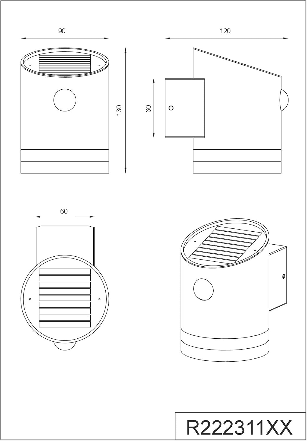 Detalle 2 de Reality Leuchten Salta – solarna lampa ścienna LED z czujnikiem ruchu