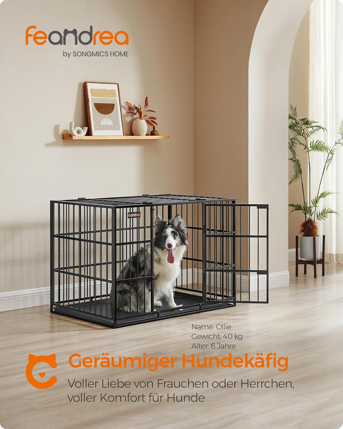 Detalle 2 de Feandrea Hundekäfig 107x70x75 cm