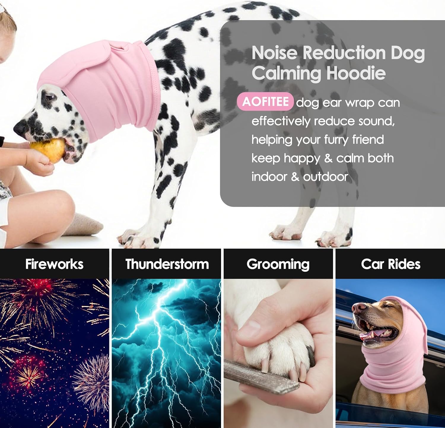 Thumbnail 1 de Dog calming noise hoodie for pets, Ear wraps