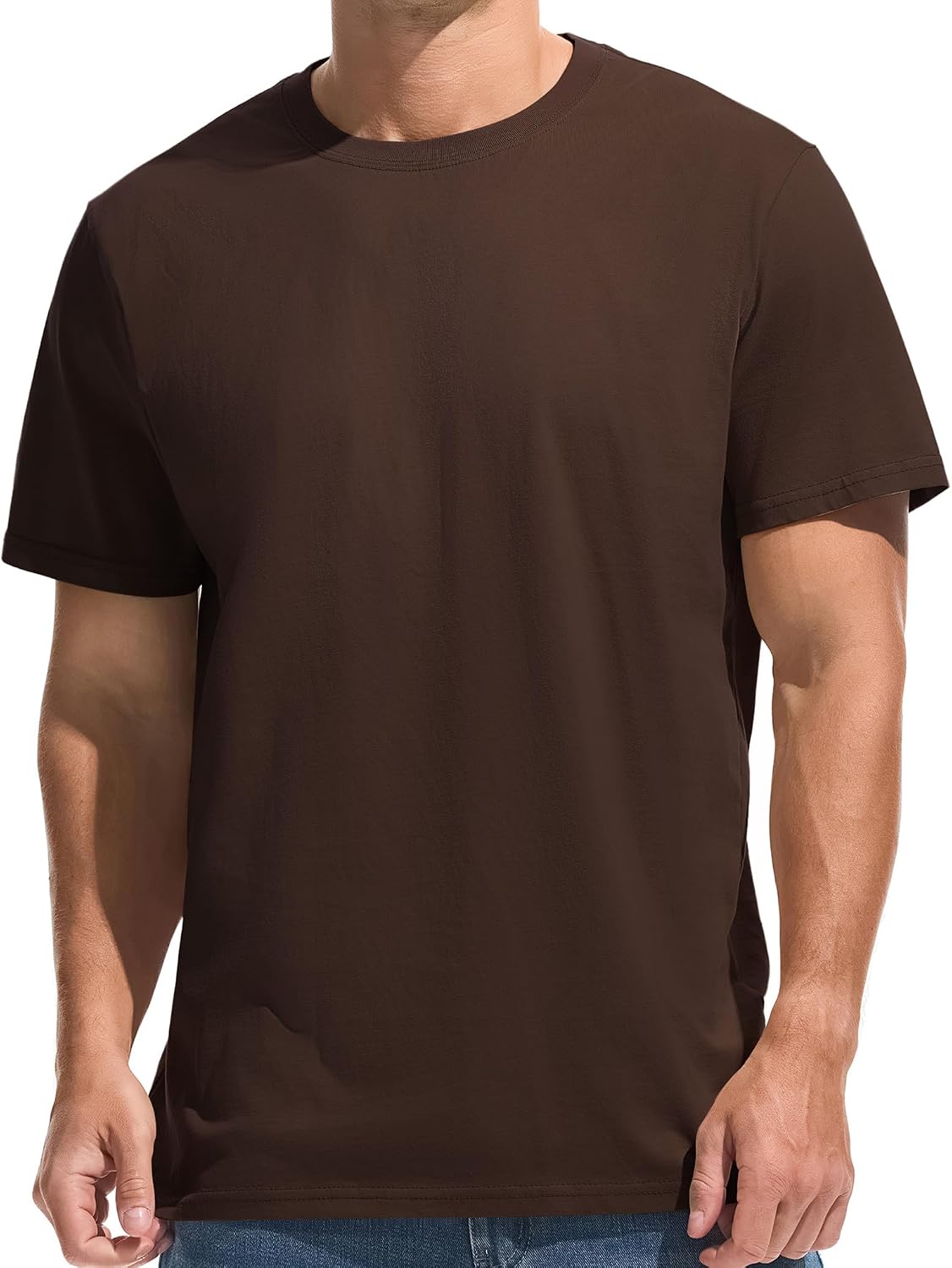 Detalle de VEIISAR Herren T-Shirt 210 GSM – 100% Baumwolle (vorgewaschen), klassisches Basic in Uni-Farbe