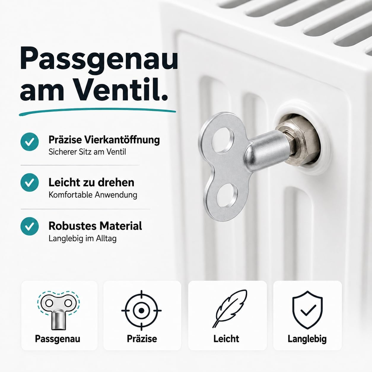 Detalle de repairr avluftningsnycklar för radiatorer, 4-pack med fyrkantig standarddesign