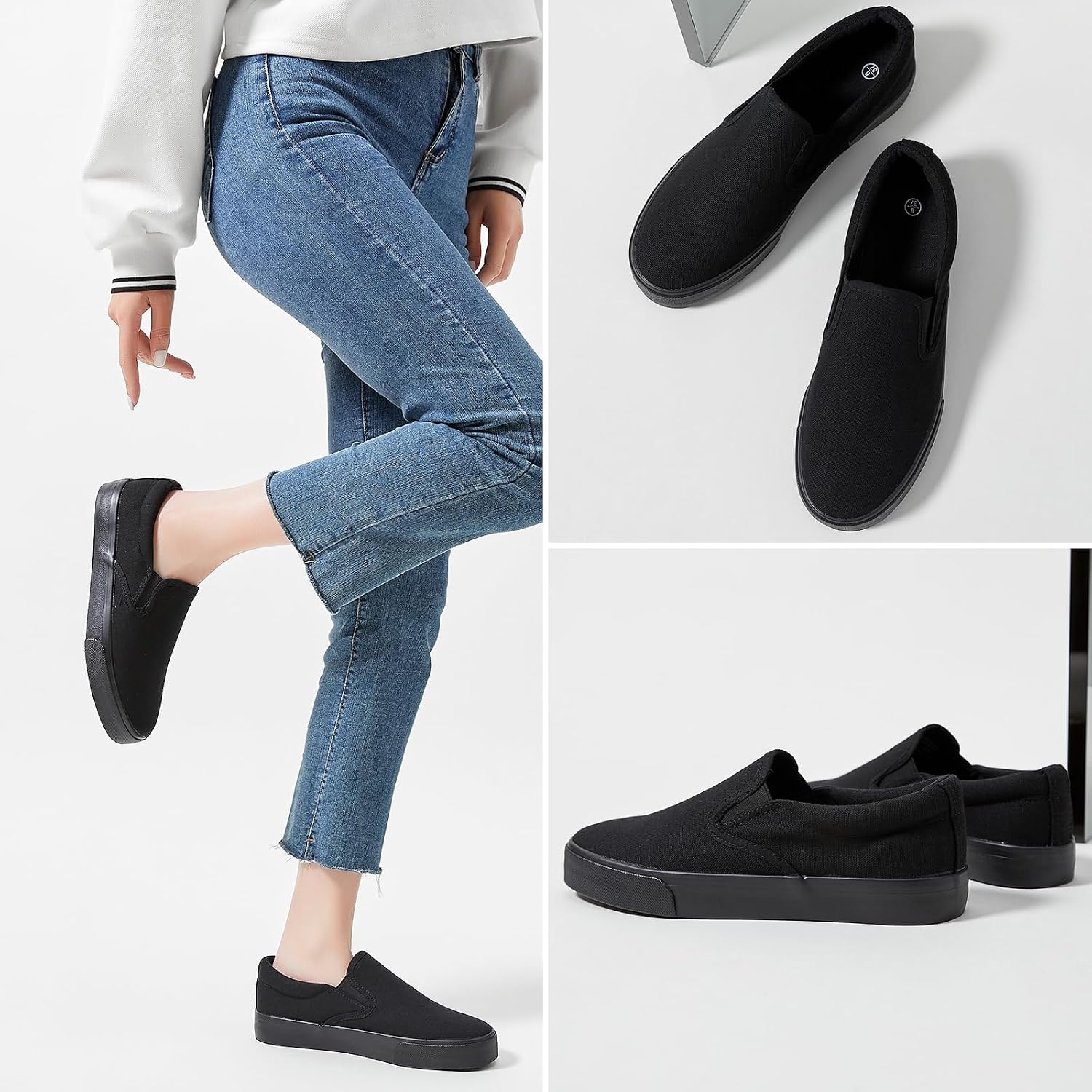 Thumbnail 4 de Women's Slip-On Canvas Sneakers: Non-Slip, Low-Top Casual Loafers