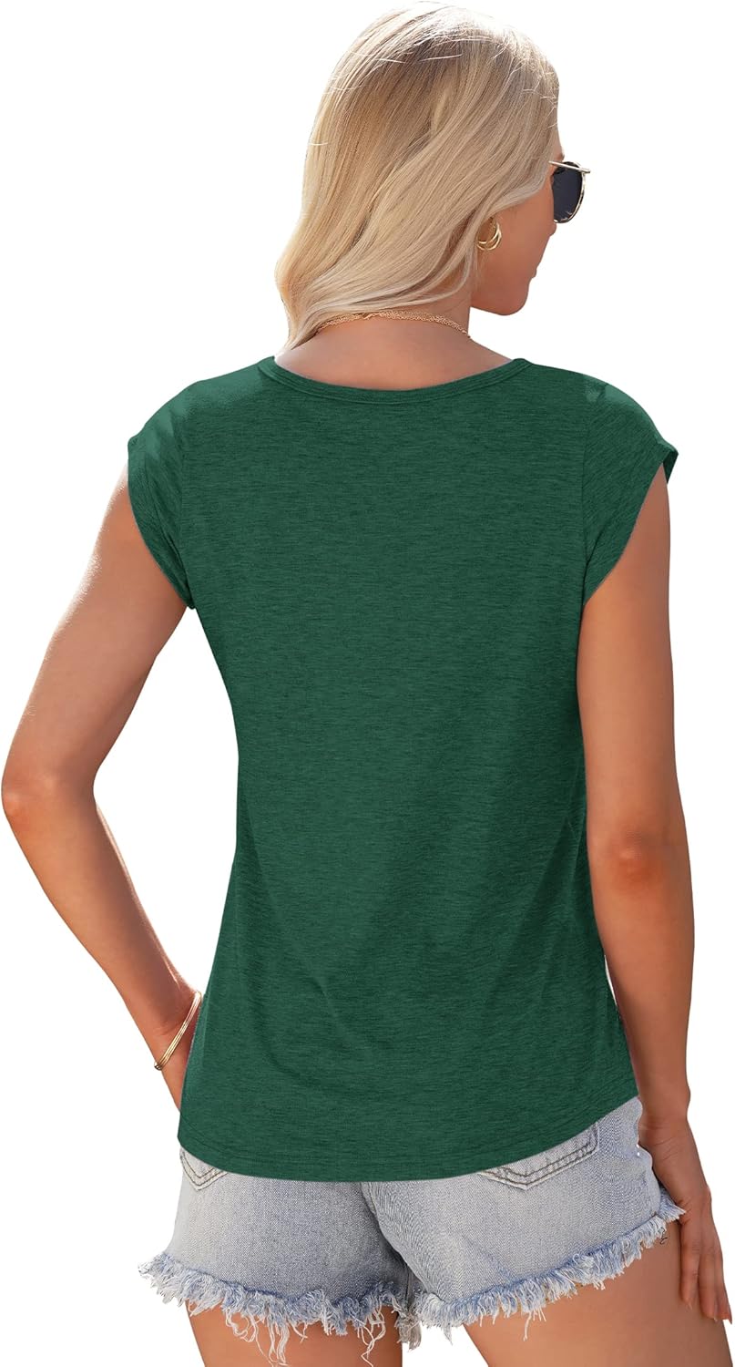 Thumbnail 2 de WNEEDU T Shirt Femme à Manches Courtes Col V – Tee Shirt Décontracté estival