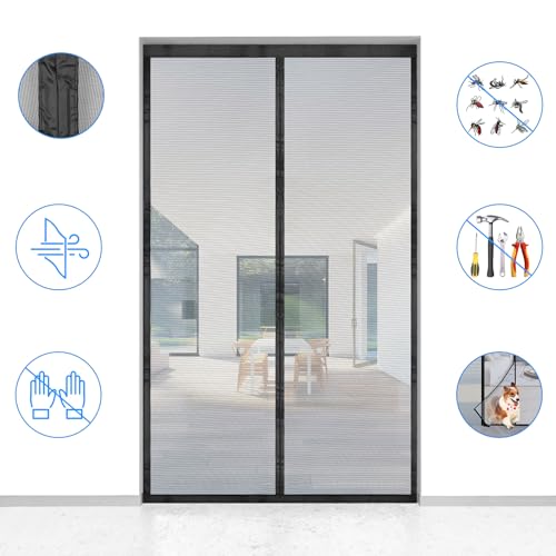 Detalle 2 de Mosquitera Puerta Magnética Berssen 90 x 210 cm, Negro — protección sin esfuerzo con cierre automático