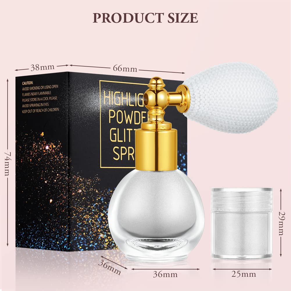 Detalle 2 de AOOWU Glitzer Spray (Silber) – Glitterspray für Face & Body für Party, Rave und Bühne