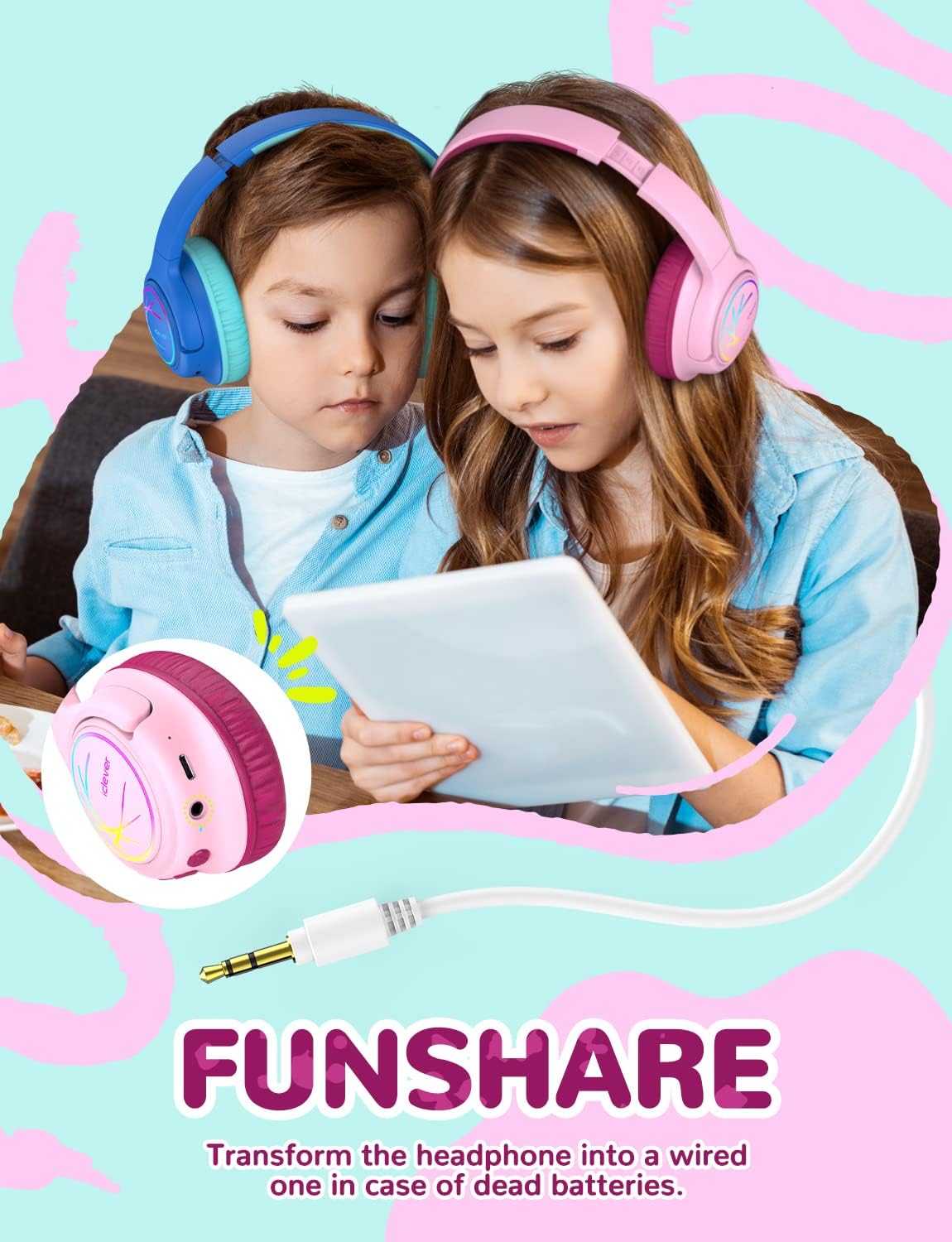 Thumbnail 6 de iClever BTH18 Kids Wireless Headphones 43H