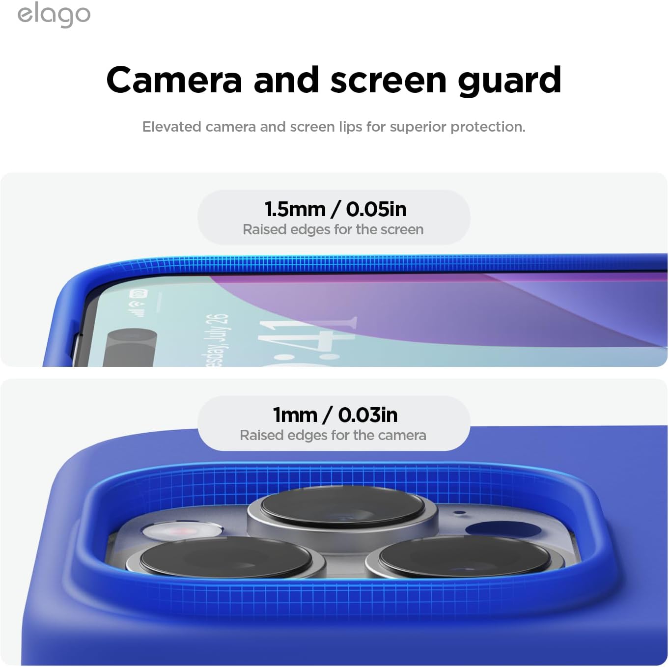 Thumbnail 4 de elago Coque Silicone Liquide Premium pour iPhone 16 Pro Max (Bleu Cobalt) — étui mince antichoc avec microfibre antirayures