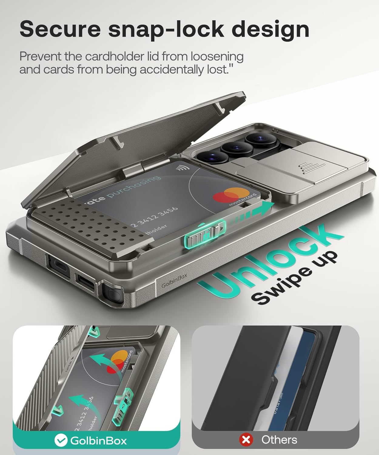 Thumbnail 2 de GolbinBox for Samsung Galaxy S26 Ultra Case with Card Holder & Slide Camera Cover