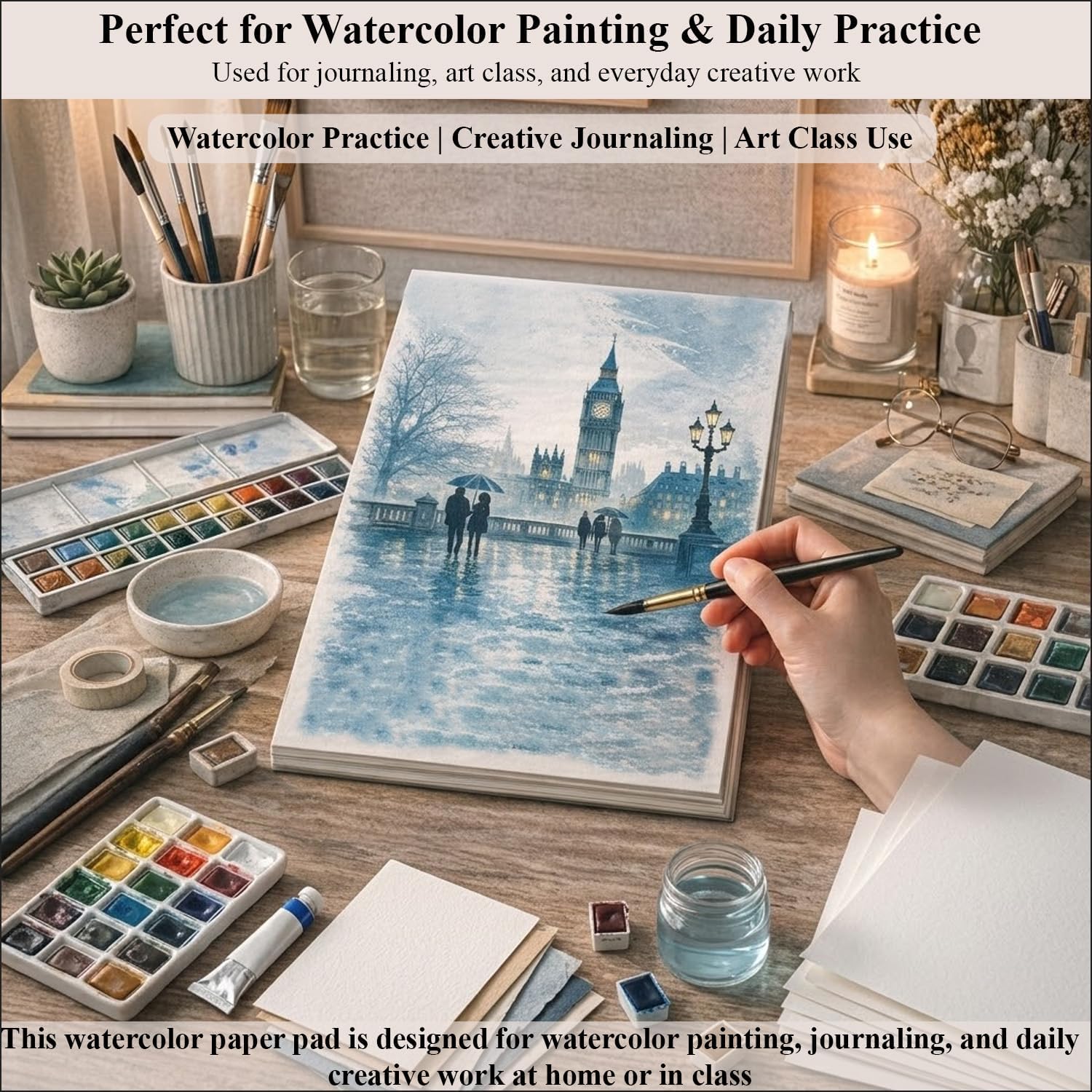 Thumbnail 6 de Ogfu Watercolor Paper Pad (9"x12", 140 lb / 300 gsm) Cold Press, Acid-Free