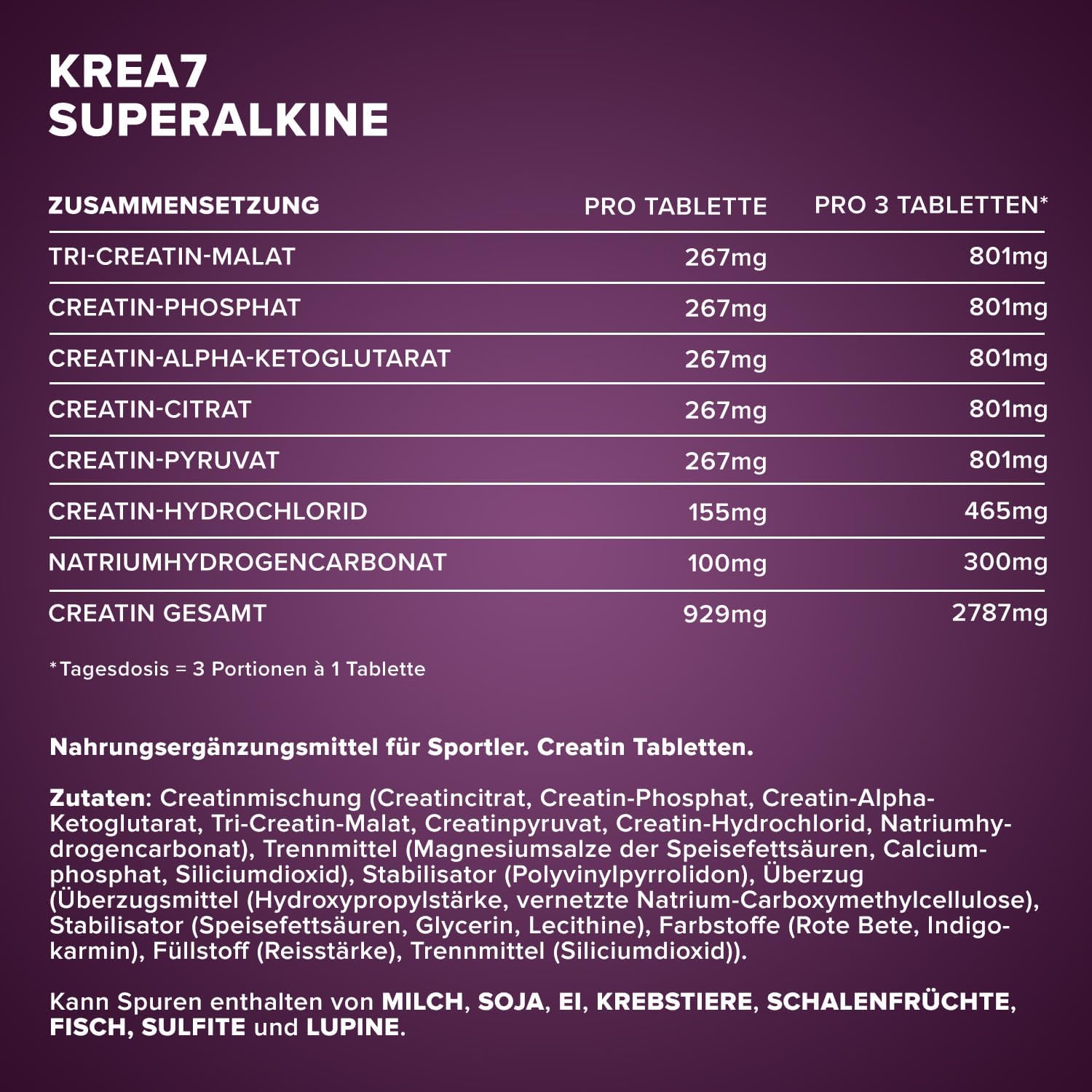 Thumbnail 3 de IronMaxx Krea7 Superalkaline Kreatin Tabletten – 180 Kapseln, hochdosierte 7-Komponenten-Formel, zuckerfrei