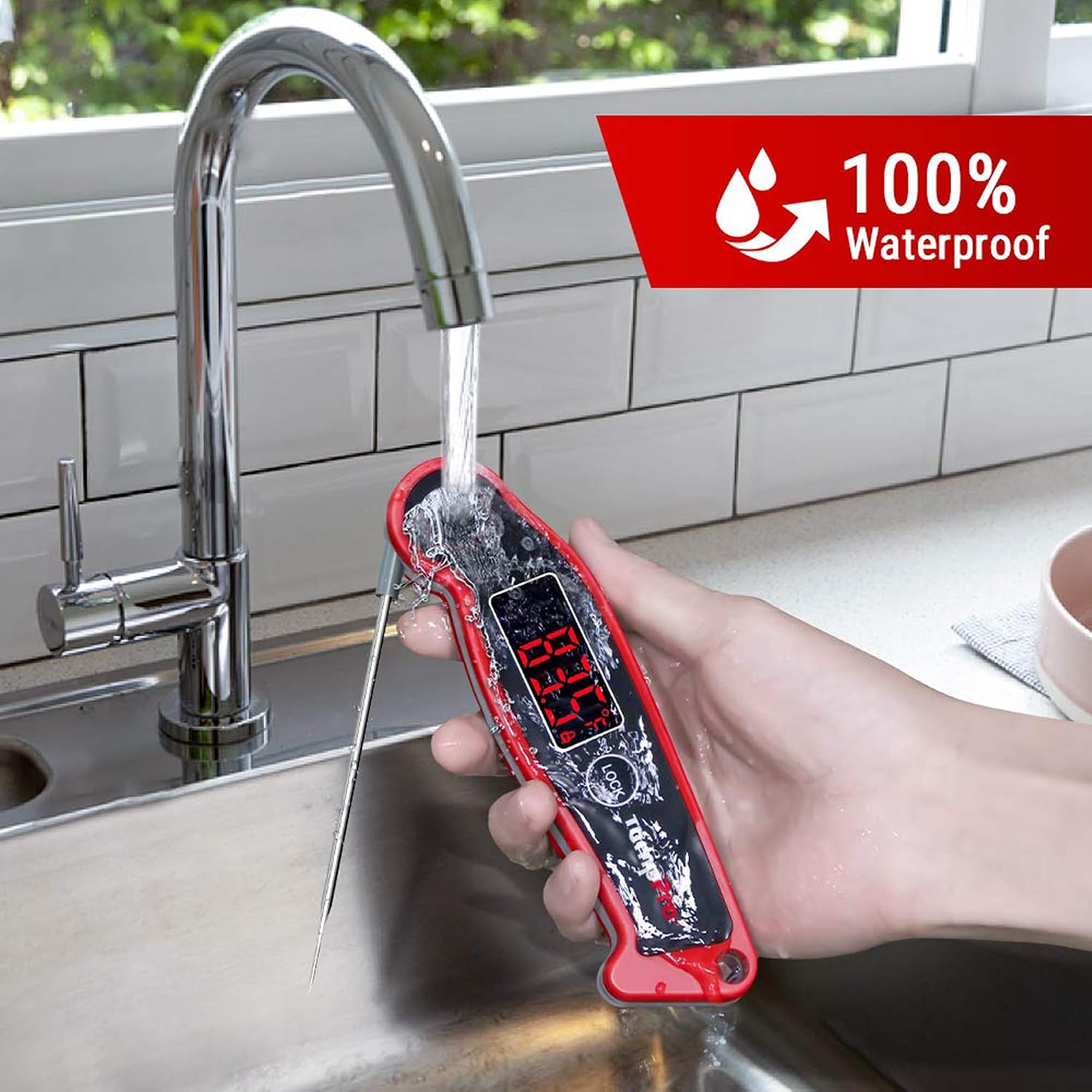 Detalle de TempPro TempSwift ELITE TP-19 Digital Meat Thermometer, Waterproof, 180° Display