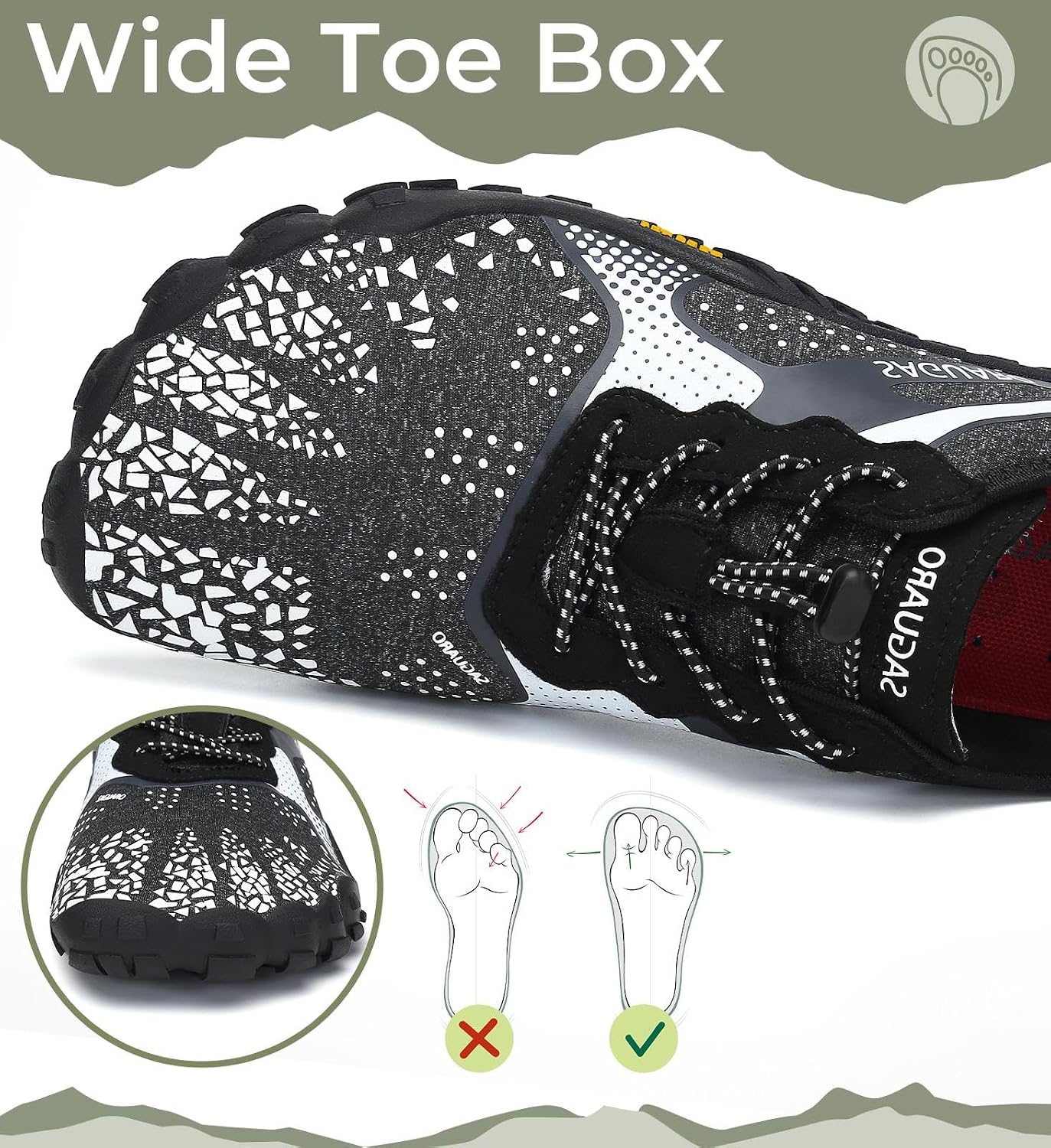 Detalle de SAGUARO Scarpe Barefoot minimaliste da uomo per trail, trekking e scoglio